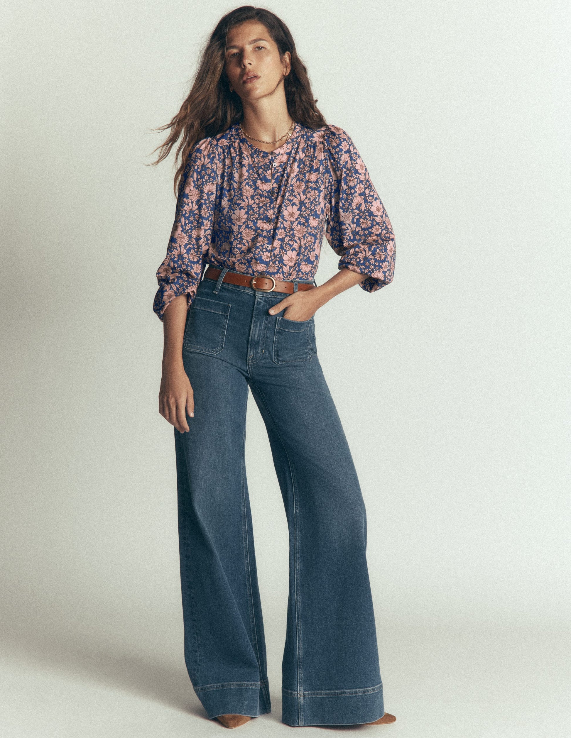 Ara Jersey Shirt-Rose Smoke, Floral Field-4