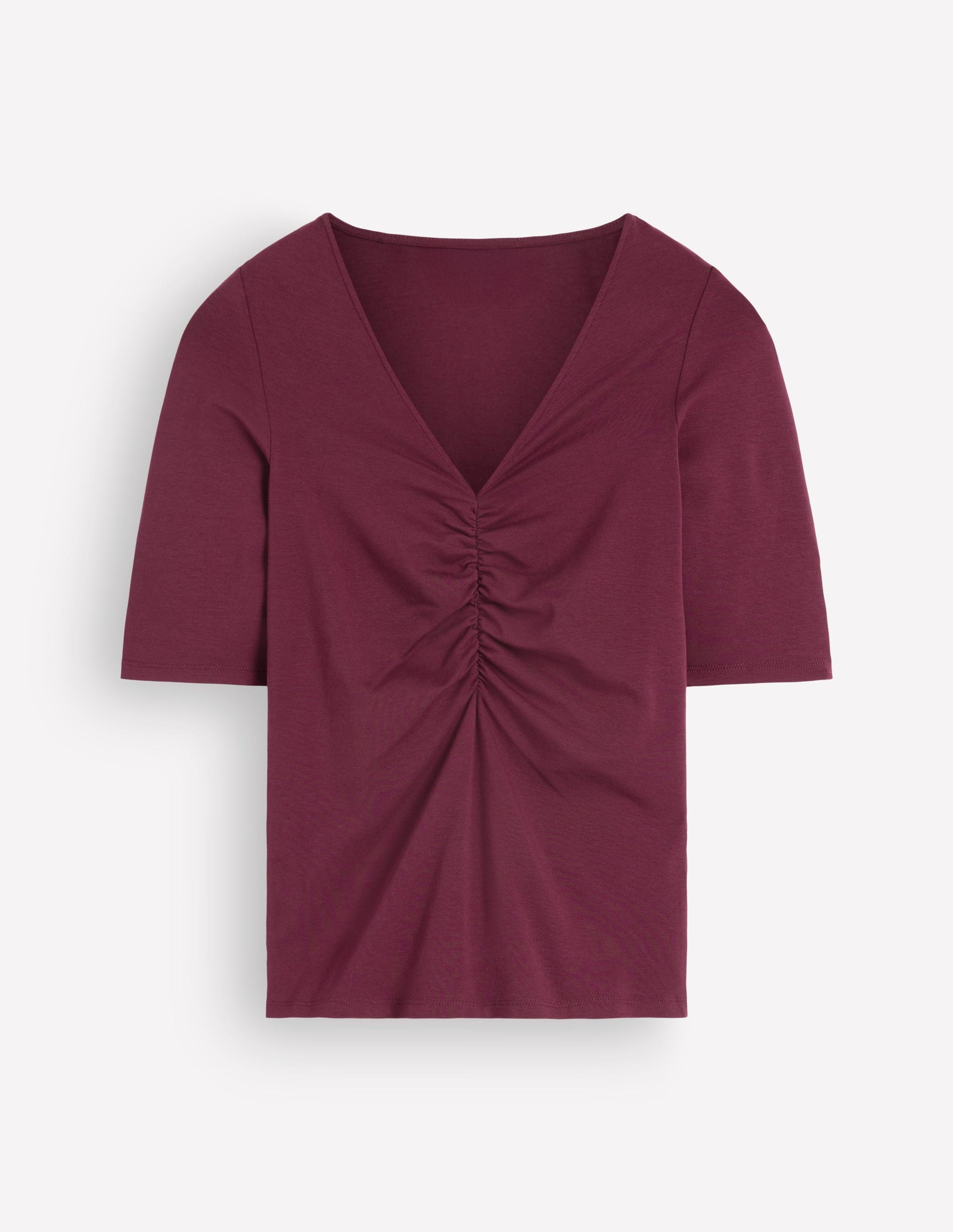 Tia Ruched V-neck Top-Deep Wisteria-6