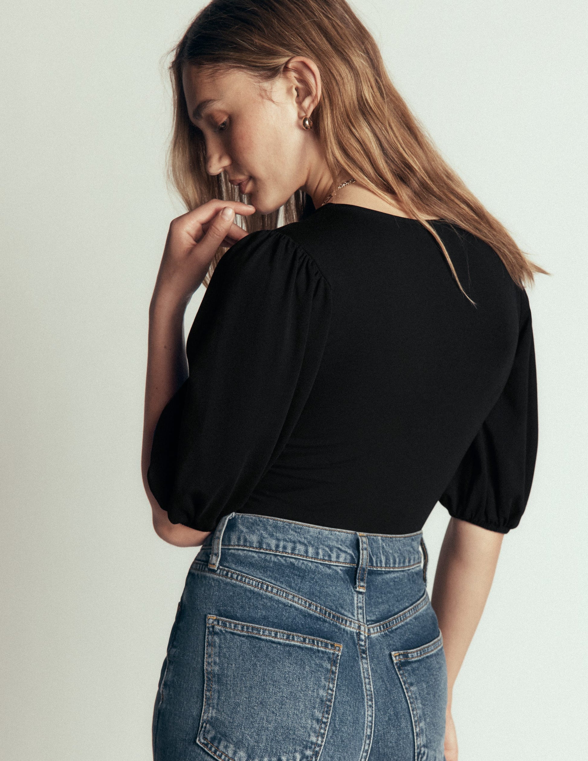 Tia Ruched Wrap Top-Black-3