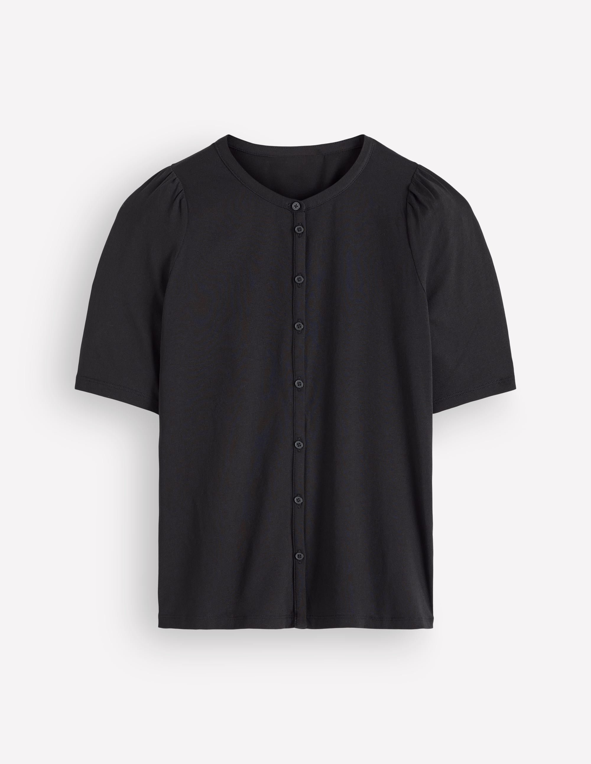 Short Puff Sleeve Top-Black - Image 6