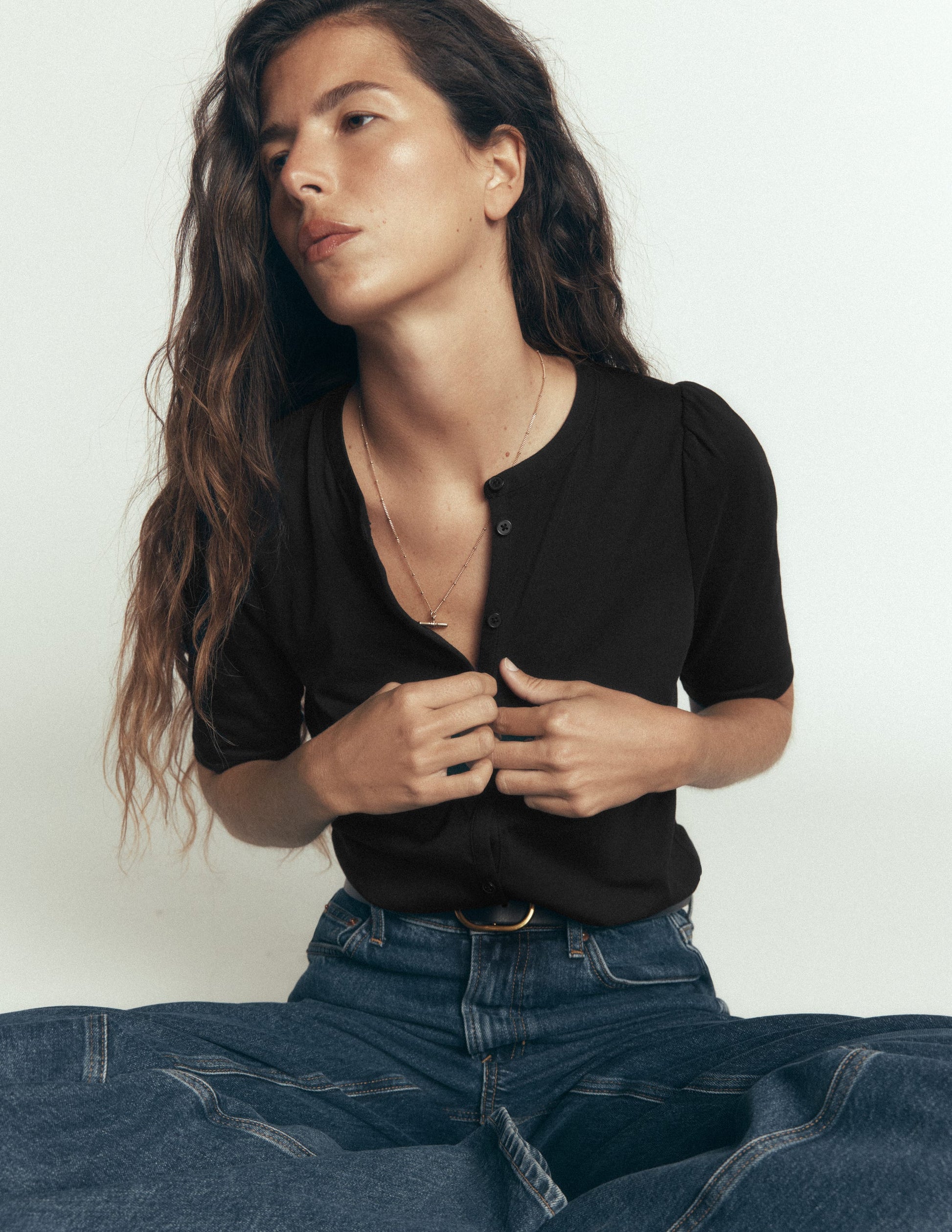 Short Puff Sleeve Top-Black-5