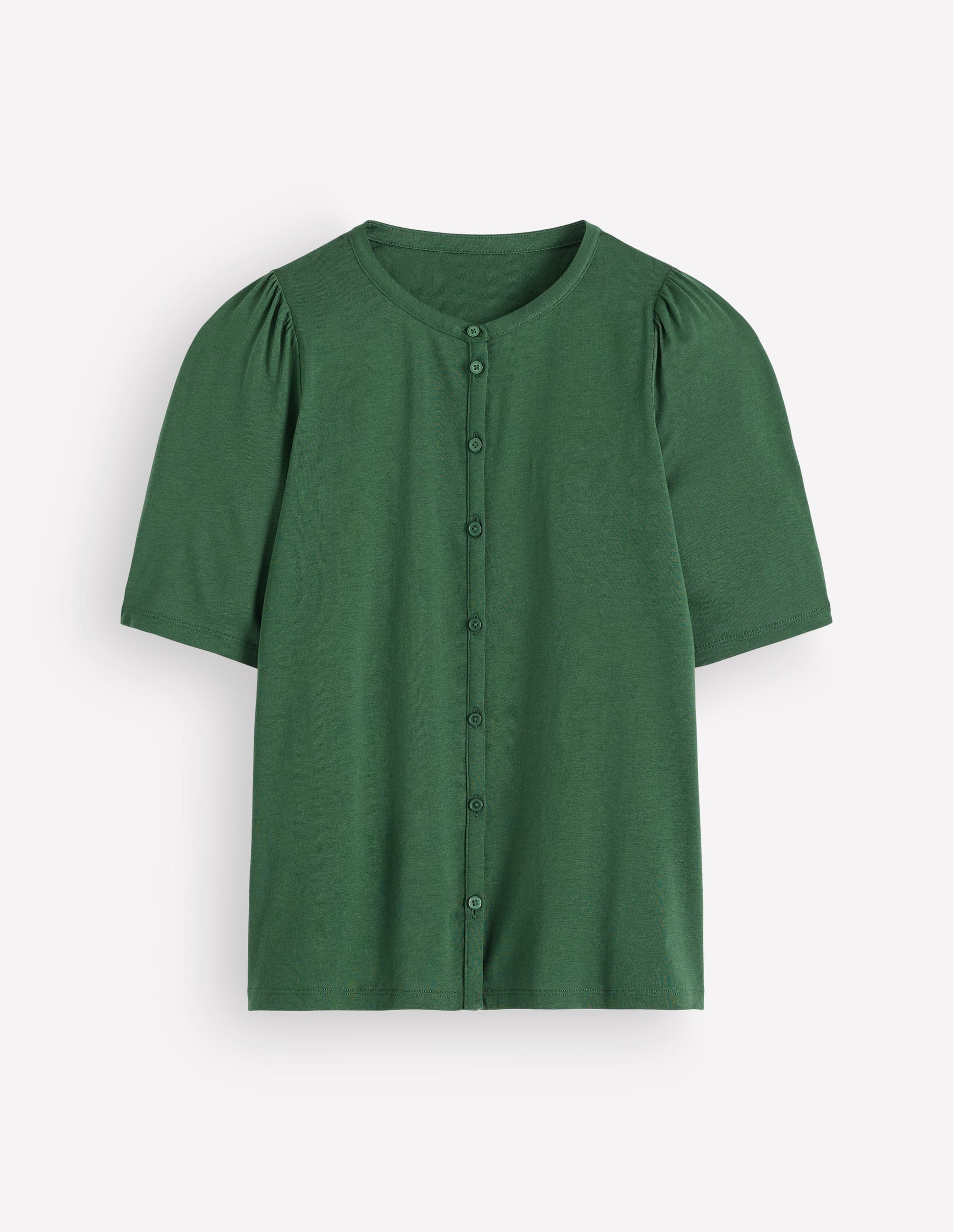 Short Puff Sleeve Top-Hunter Green-8