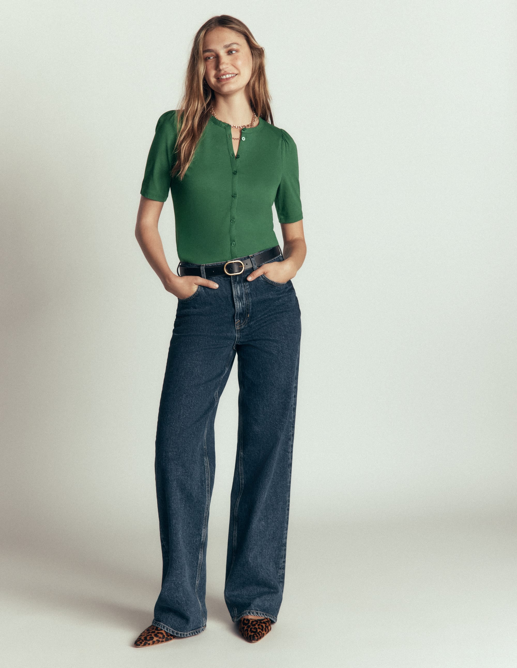 Short Puff Sleeve Top-Hunter Green - Image 6
