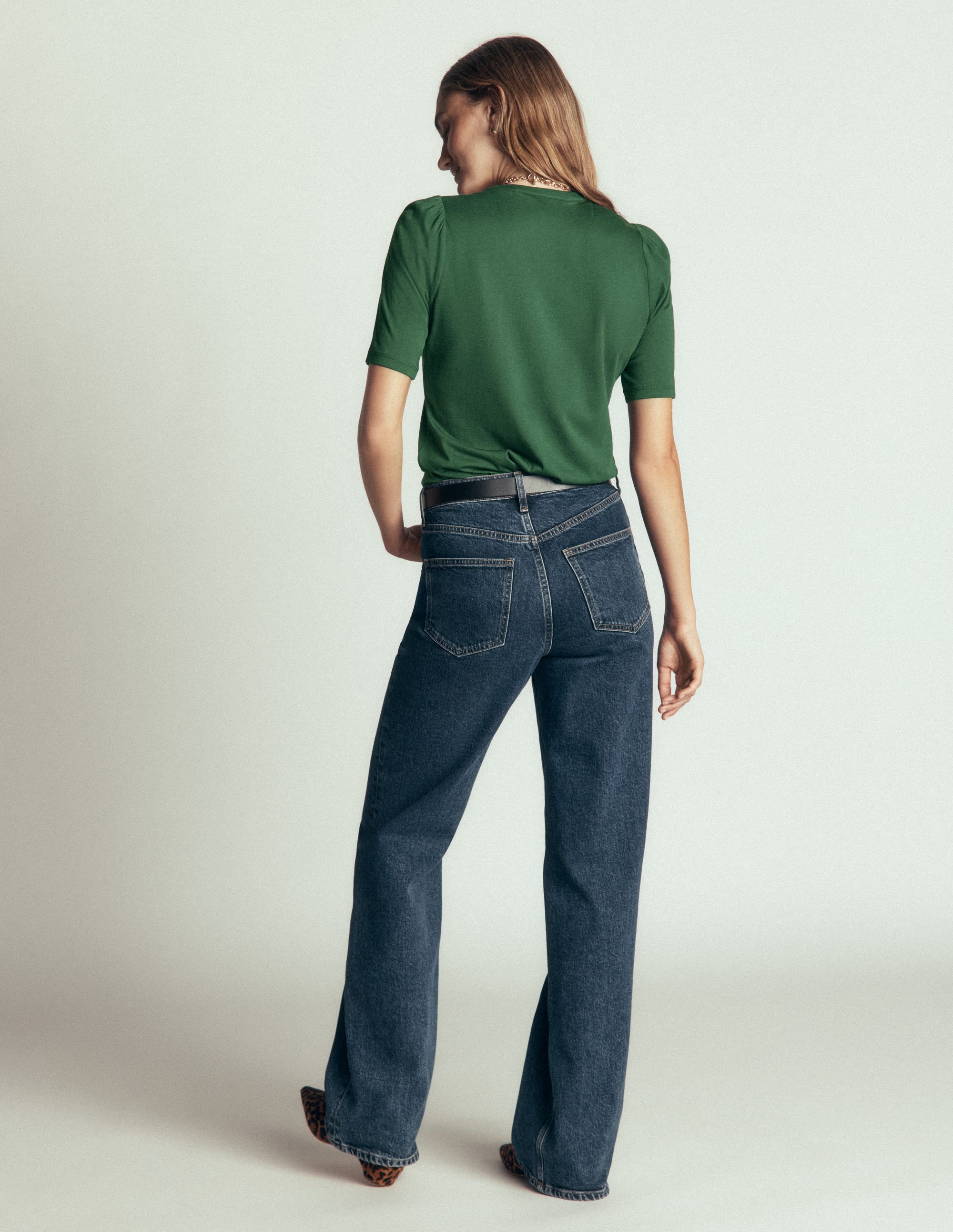 Short Puff Sleeve Top-Hunter Green - Image 7