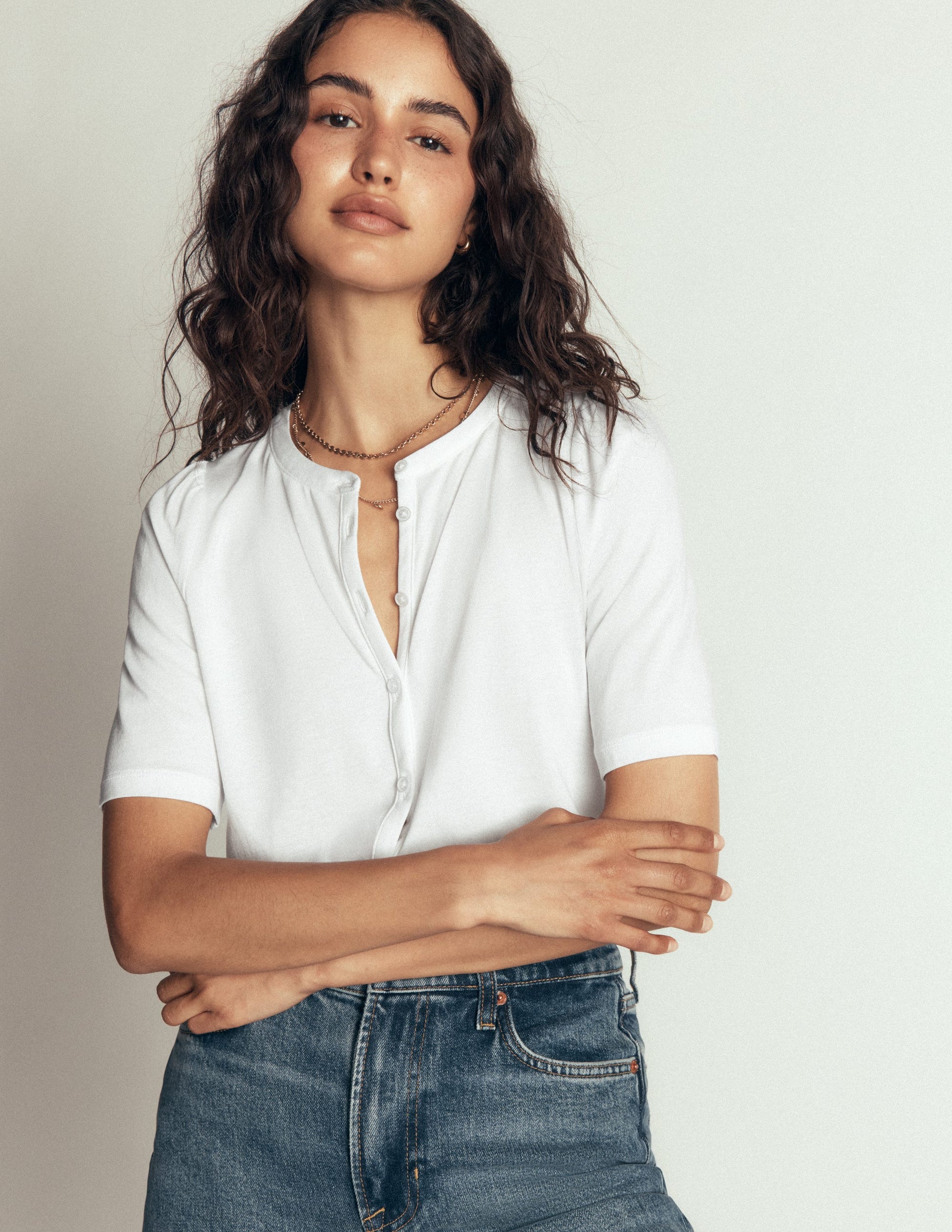 Short Puff Sleeve Top-white-5