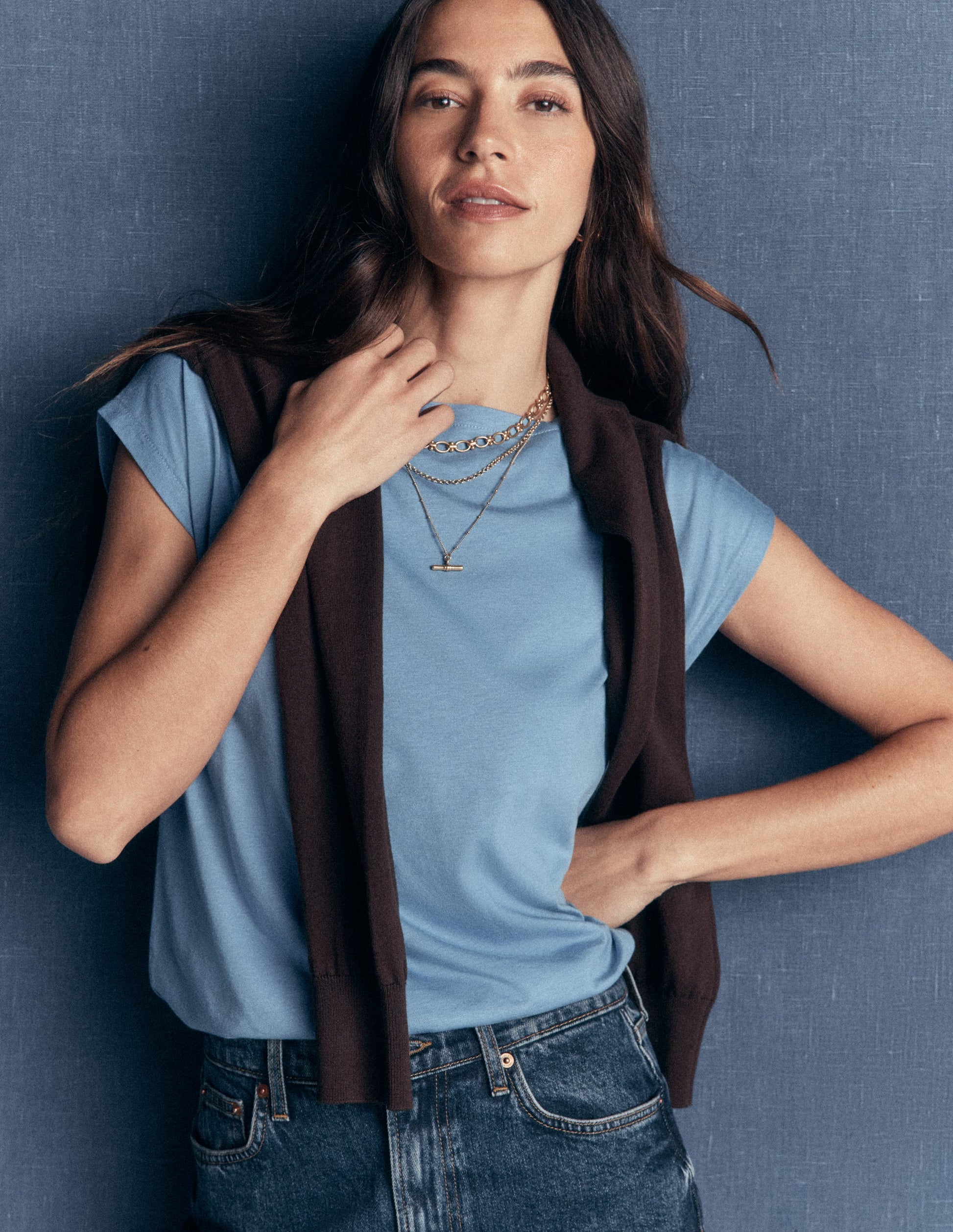Supersoft Slash Neck T-Shirt-Blue Aura-1