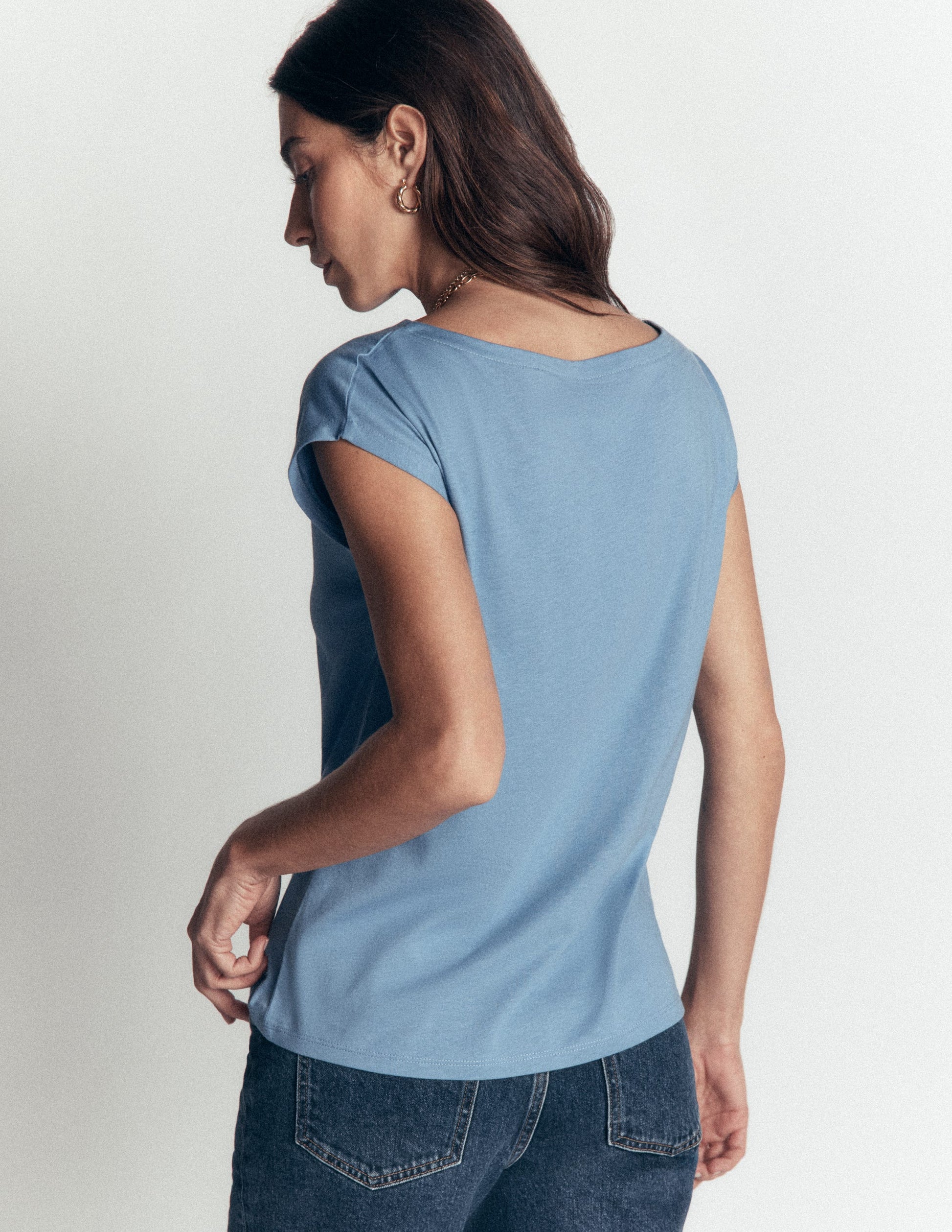 Supersoft Slash Neck T-Shirt-Blue Aura-3