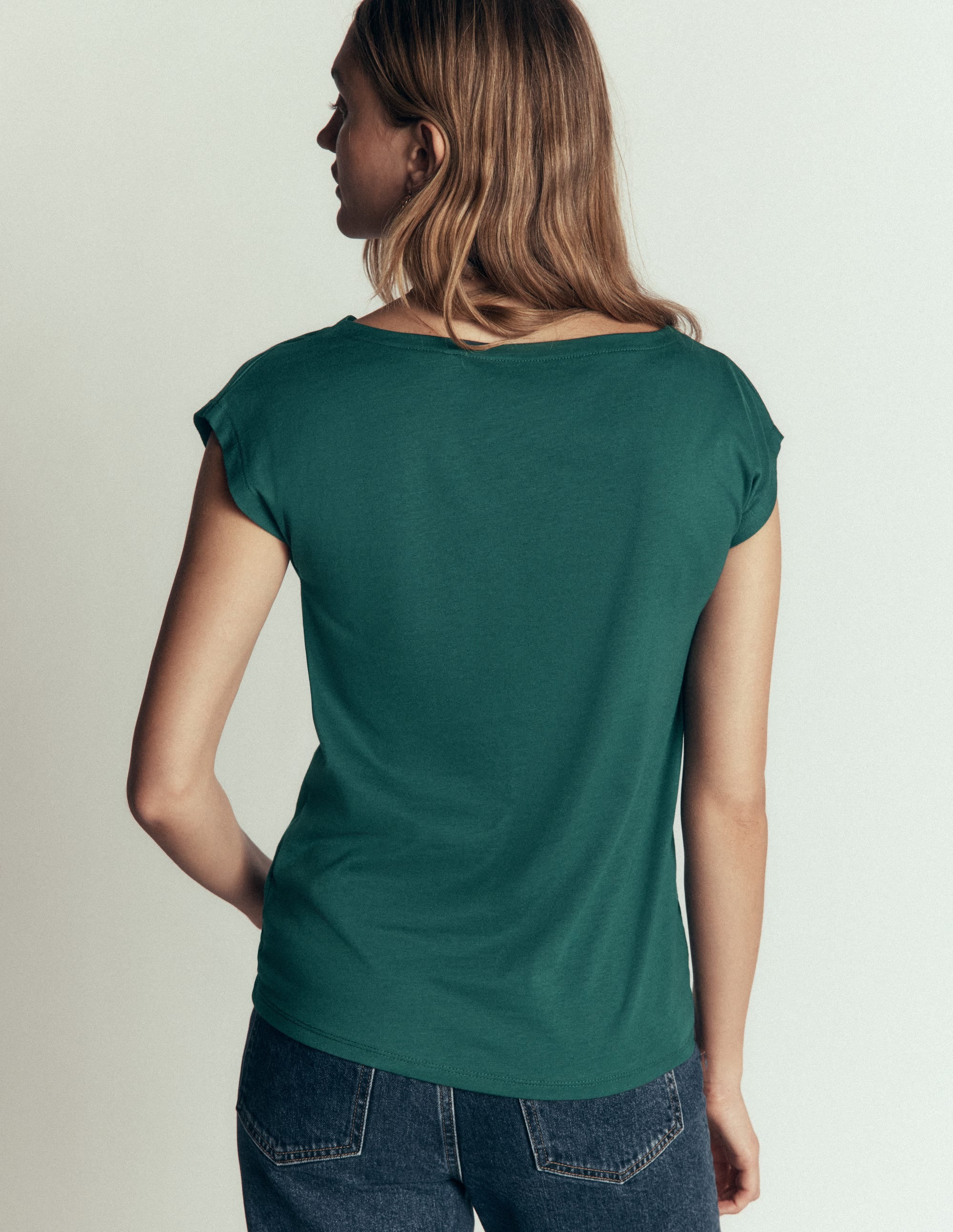 Supersoft Slash Neck T-Shirt-Midnight Teal - Image 3