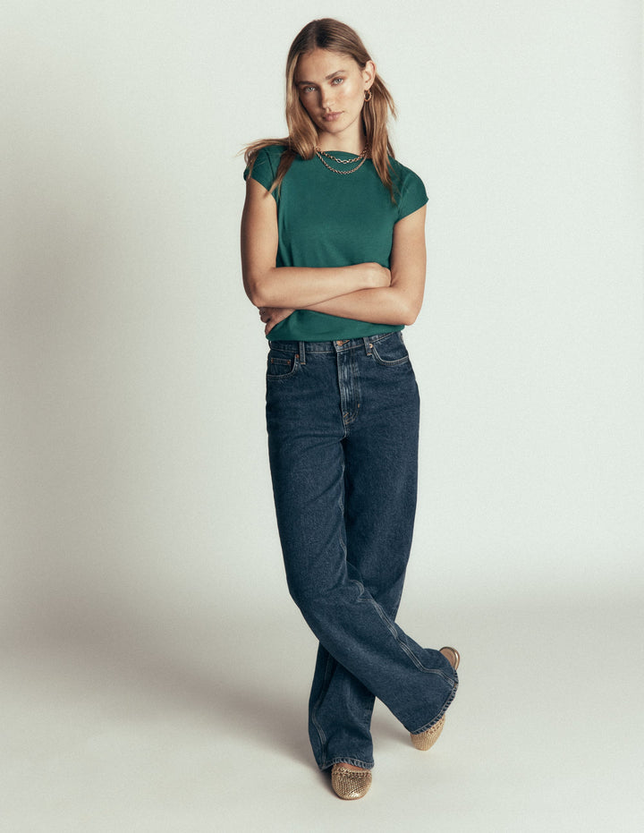 Supersoft Slash Neck T-Shirt-Midnight Teal