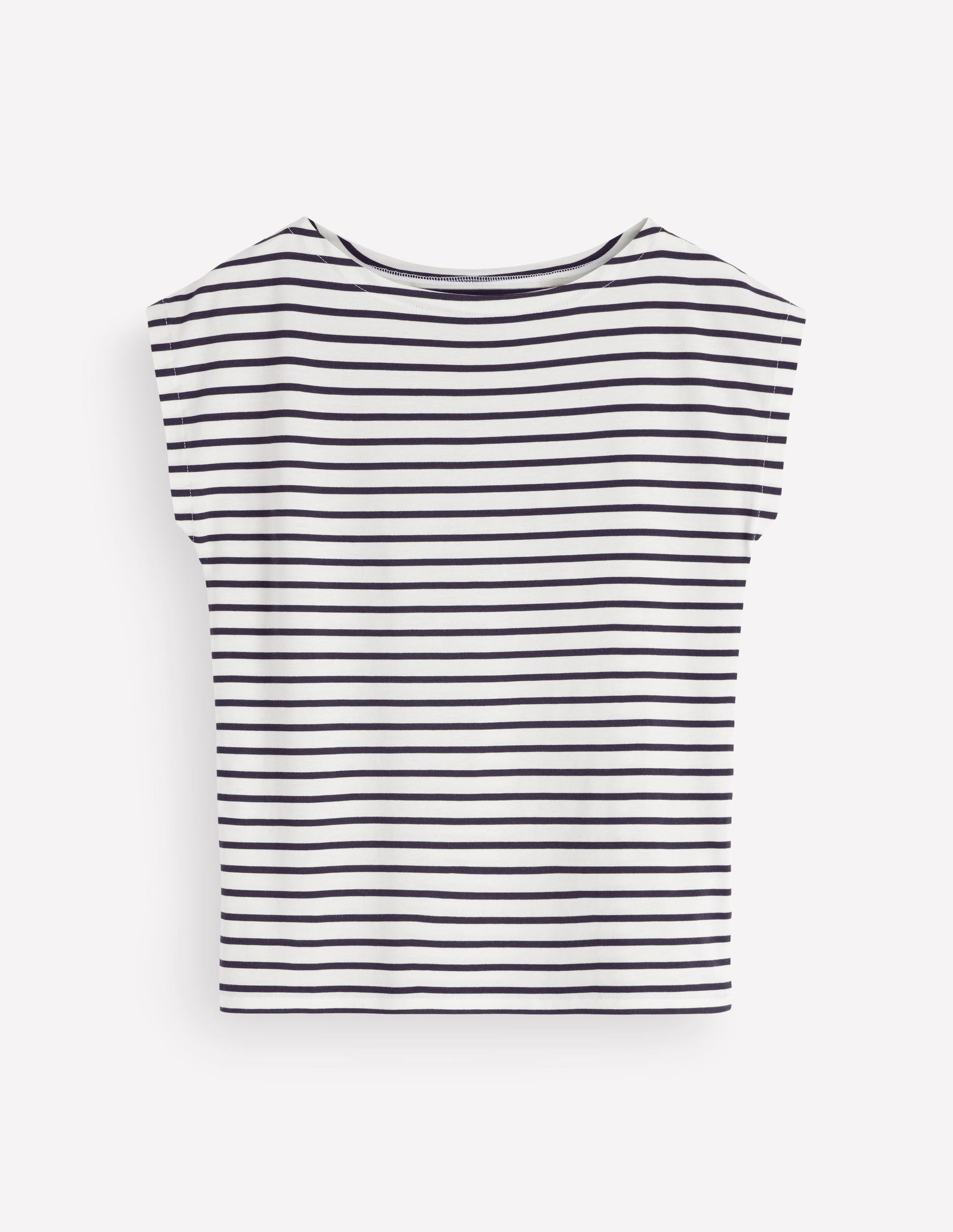 Supersoft Slash Neck T-Shirt-Ivory, Navy Stripe-5