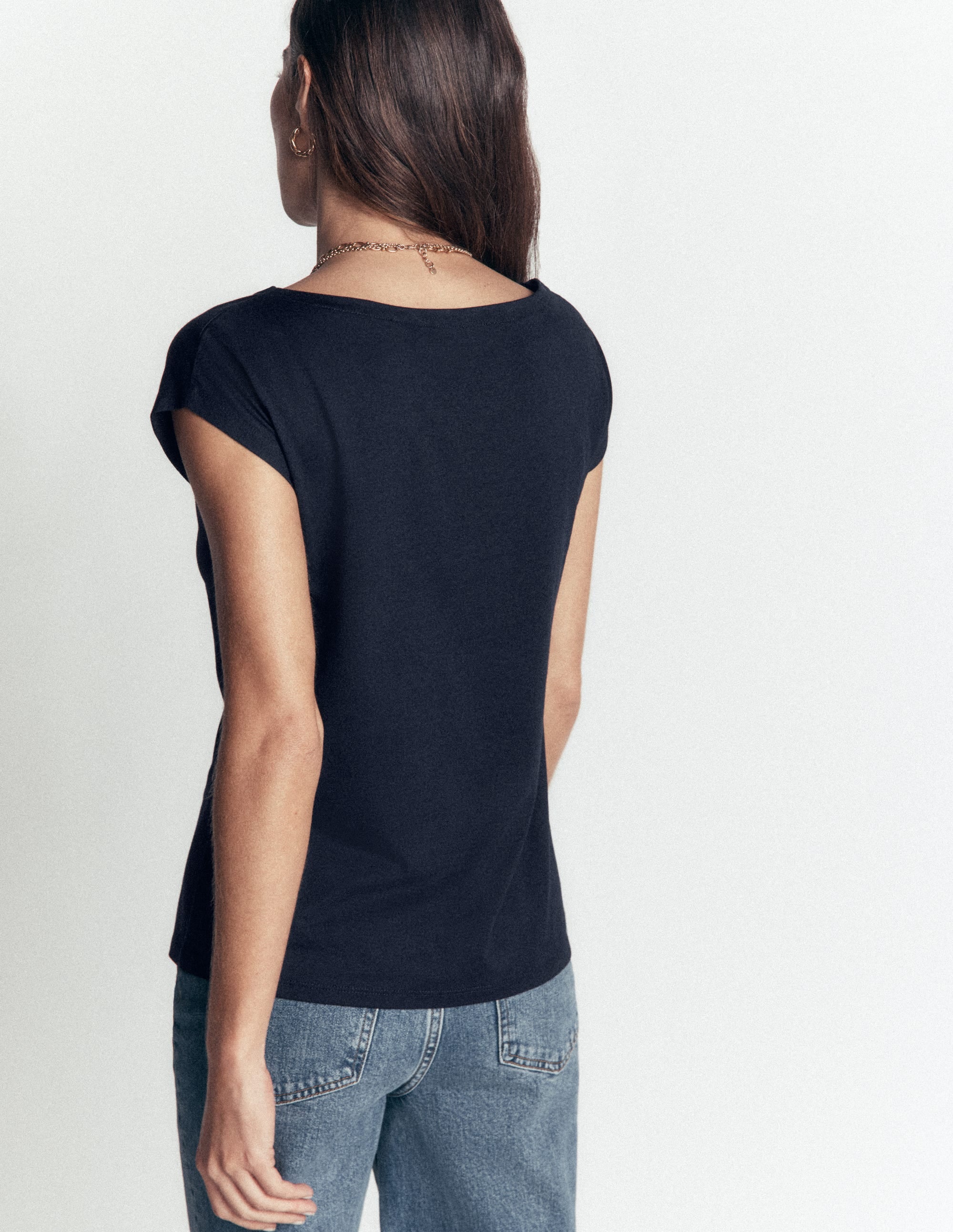 Supersoft Slash Neck T-Shirt-French Navy (19-3921 TCX) - Image 3
