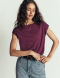 Supersoft Slash Neck T-Shirt-Dark Cherry