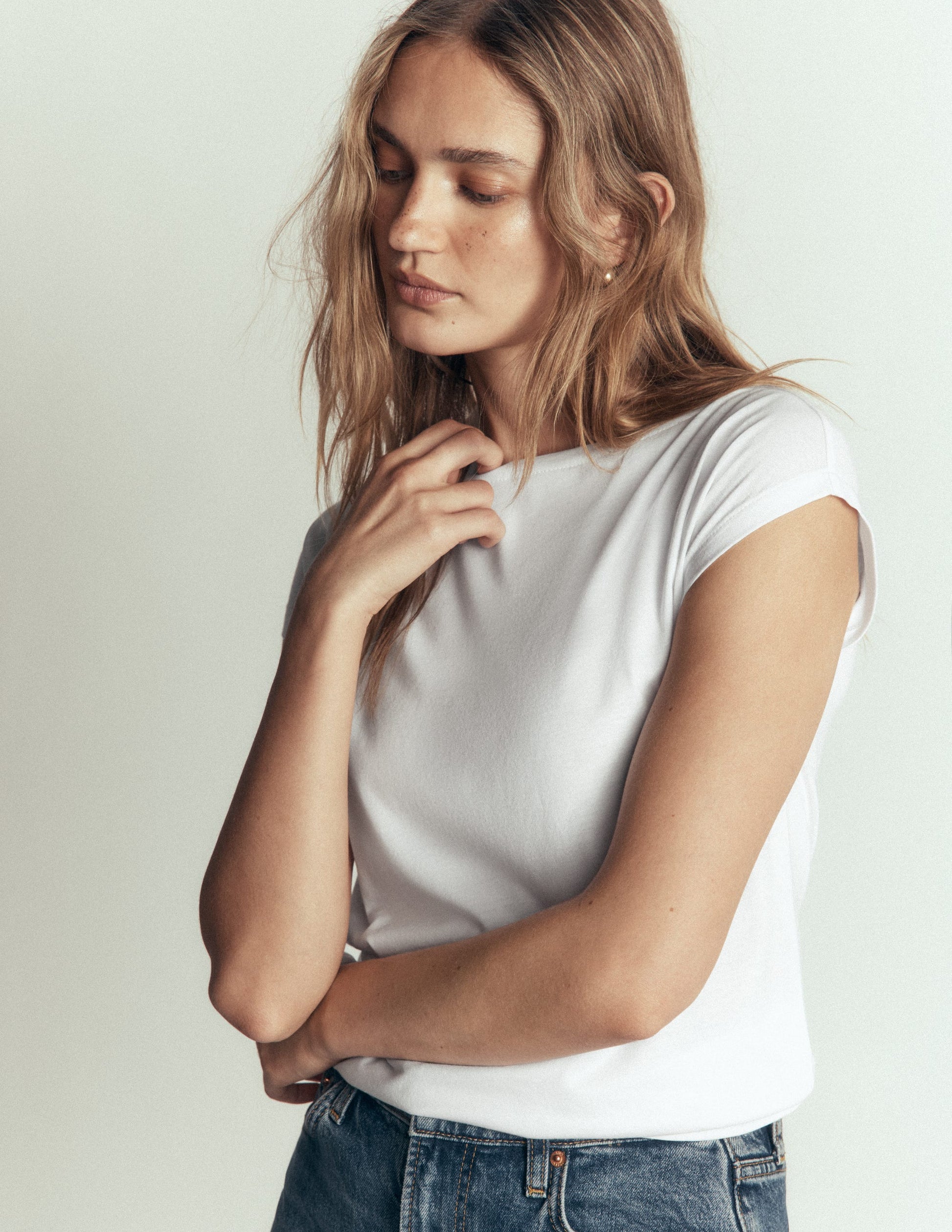 Supersoft Slash Neck T-Shirt-White-2