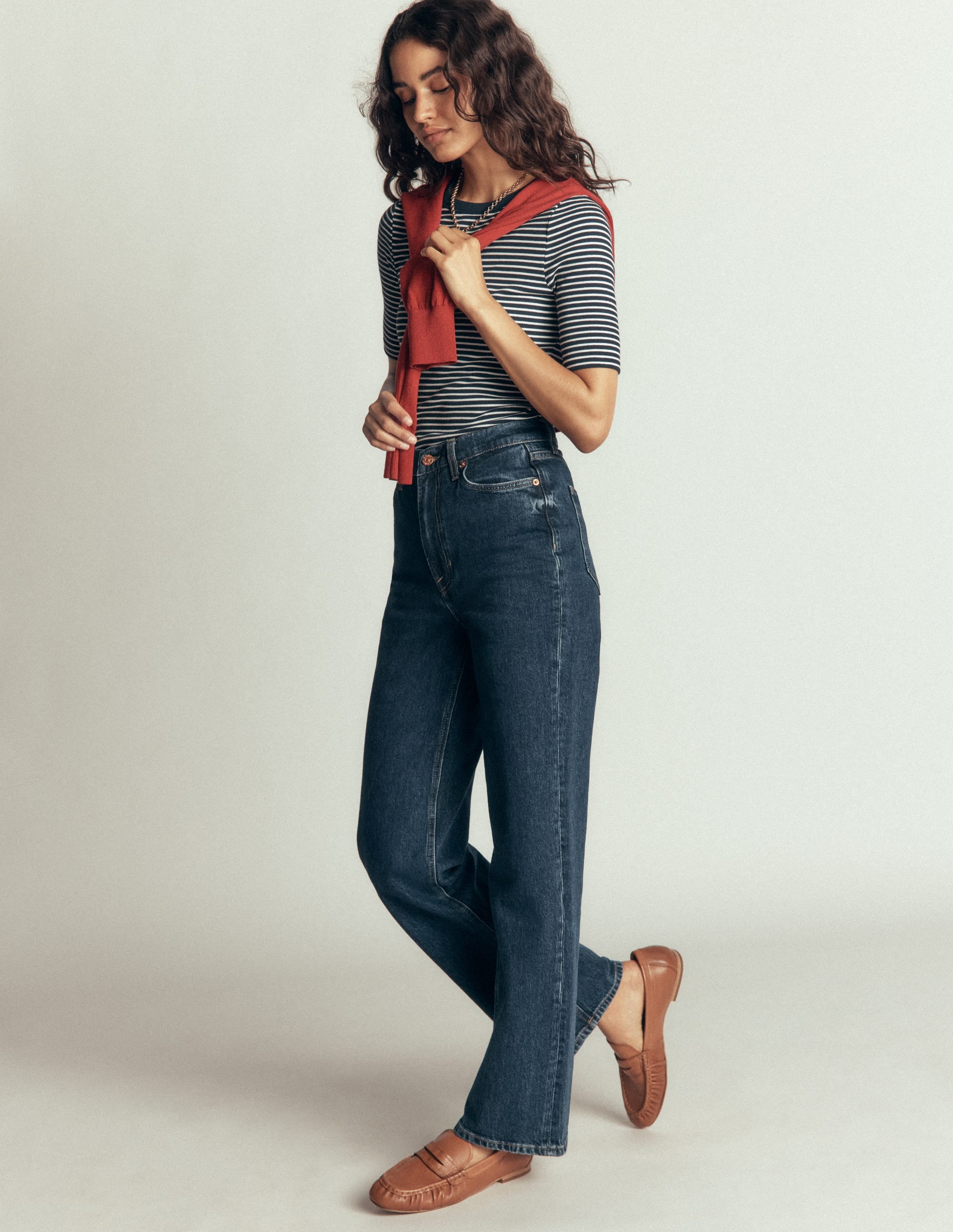 Ribbed Cotton T-Shirt-Navy & Ivory Stripe - Image 4
