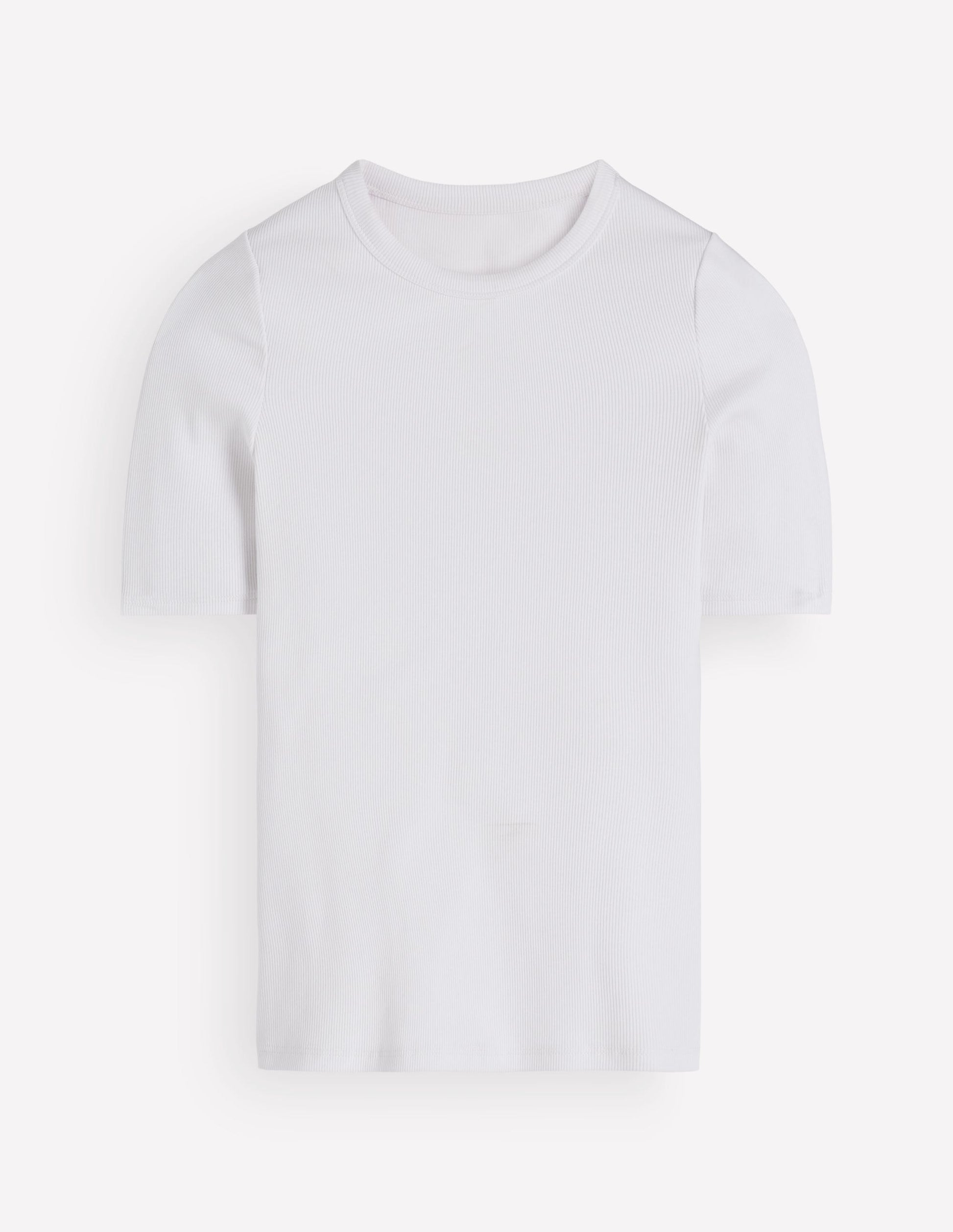 Ribbed Cotton T-Shirt-White-5