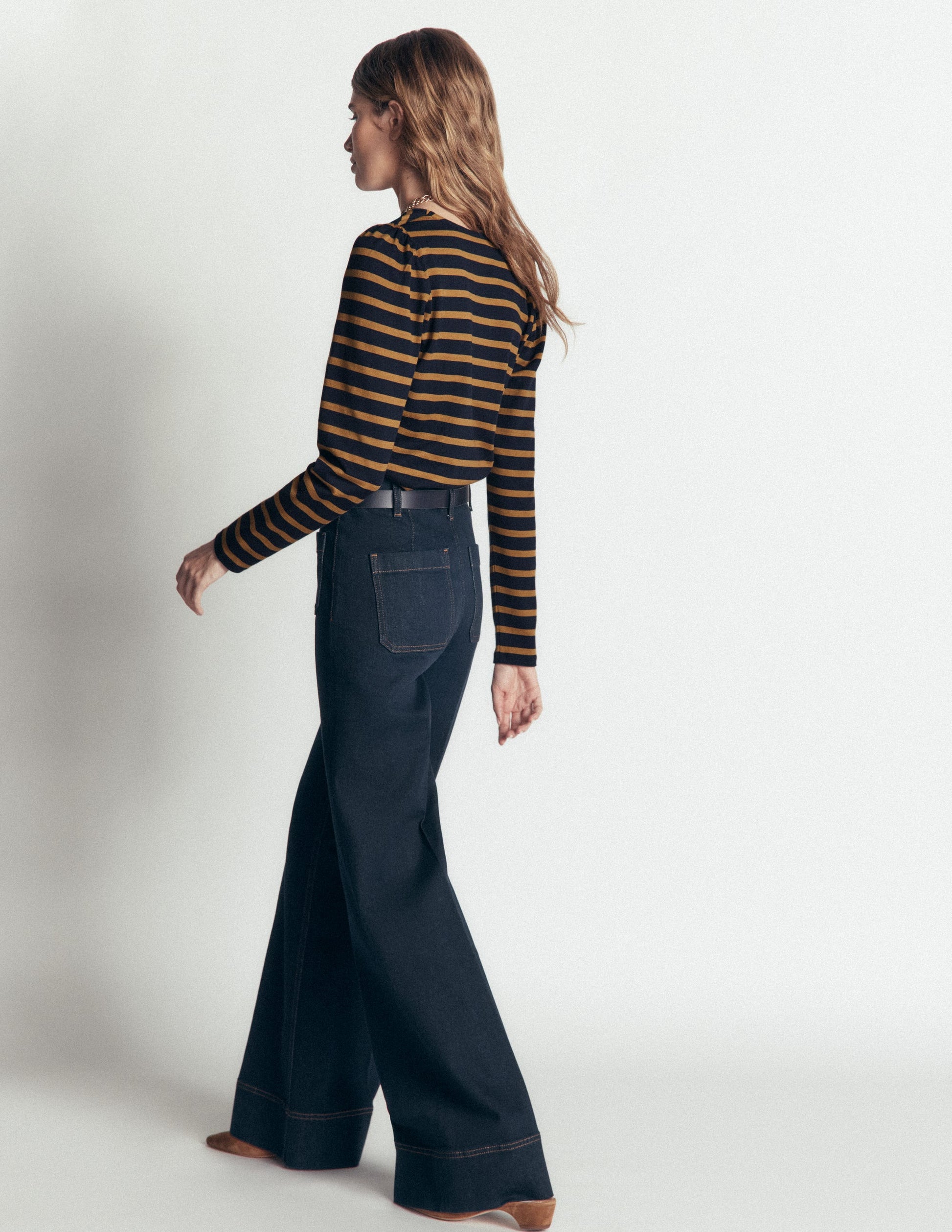 Iris Puff Sleeve Mariner-Navy and Dijon Stripe-3