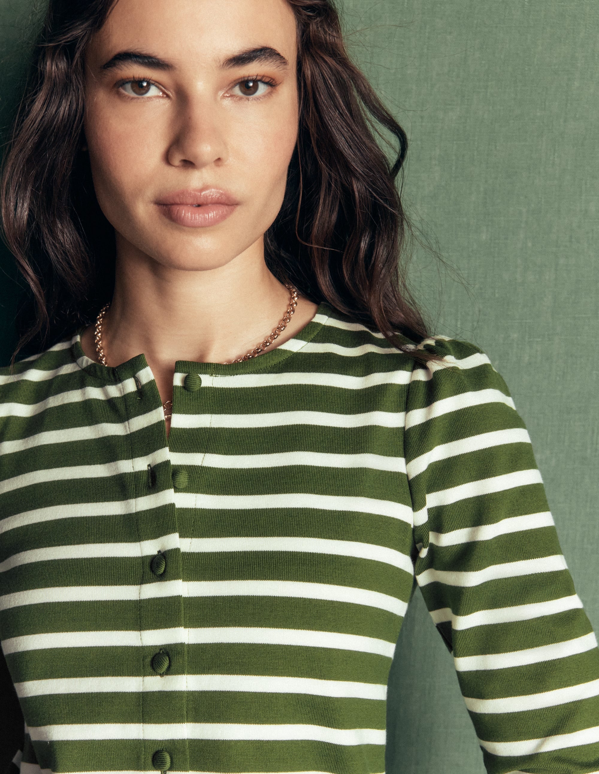 Iris Puff Sleeve Mariner-Chive/Ivory Stripe - Image 2