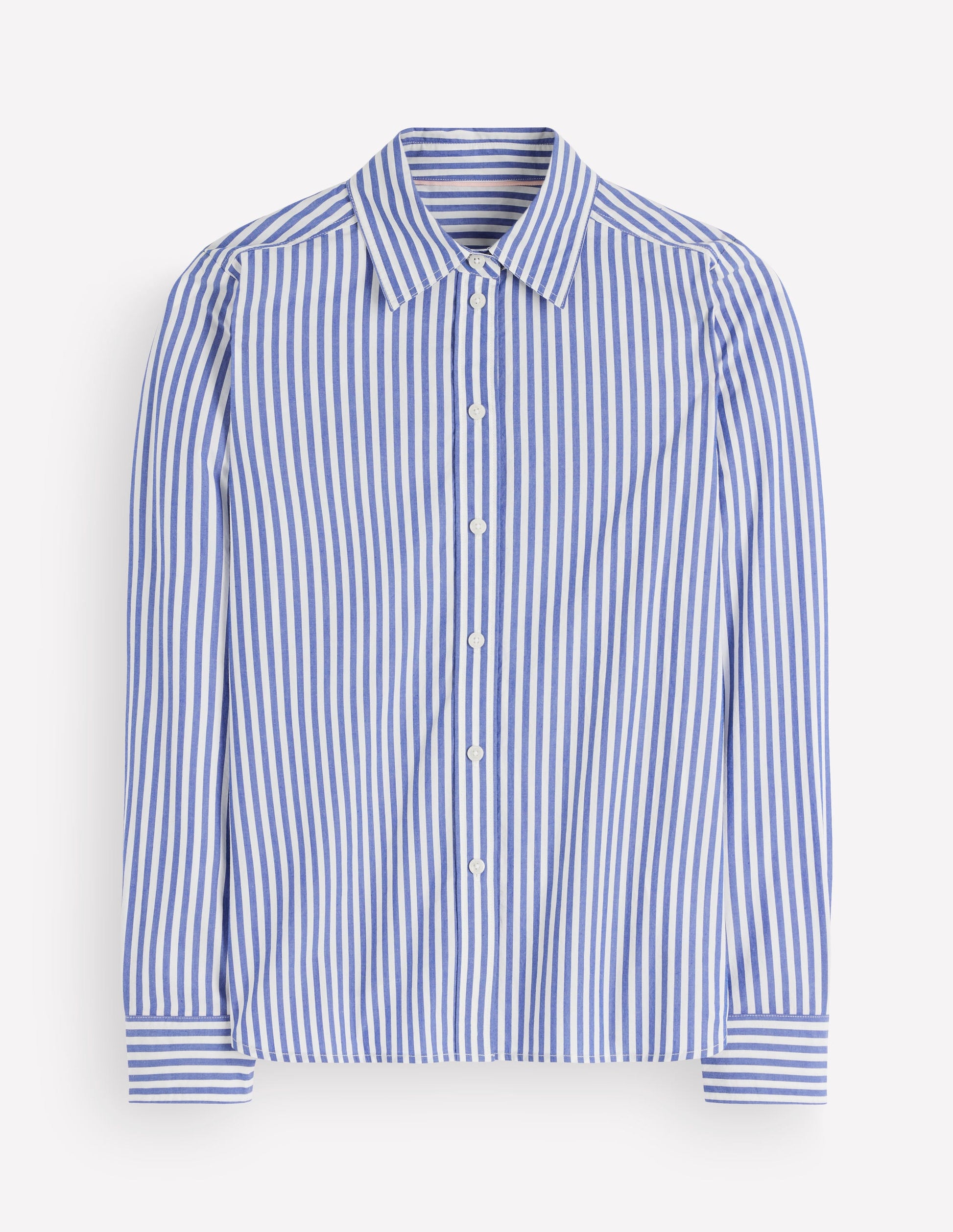 The New Sienna Cotton Shirt-Bright Blue, Ivory Stripe-5