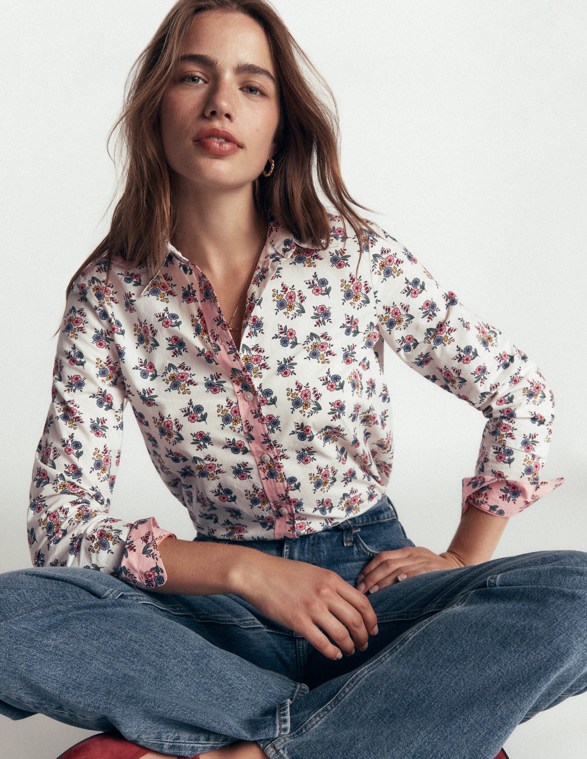 The New Sienna Cotton Shirt-Soft Cream, Delicate Garden-1