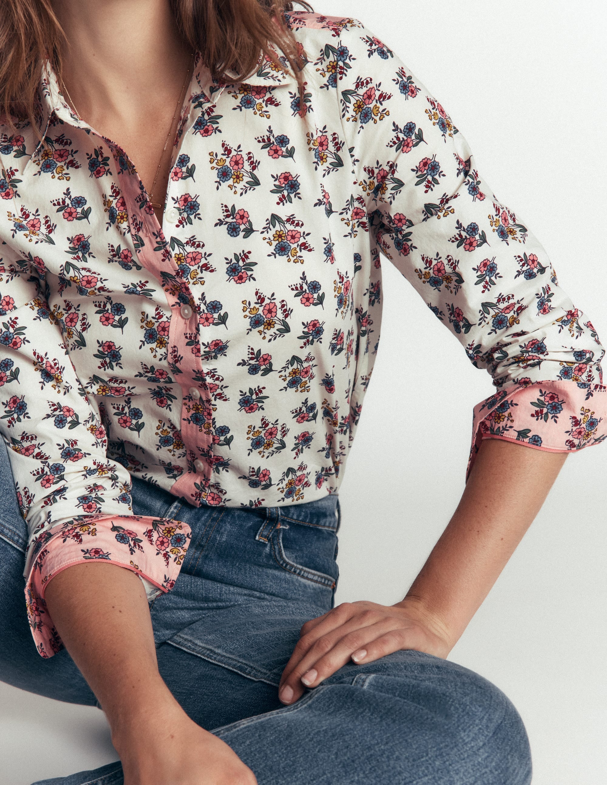 The New Sienna Cotton Shirt-Soft Cream, Delicate Garden - Image 2