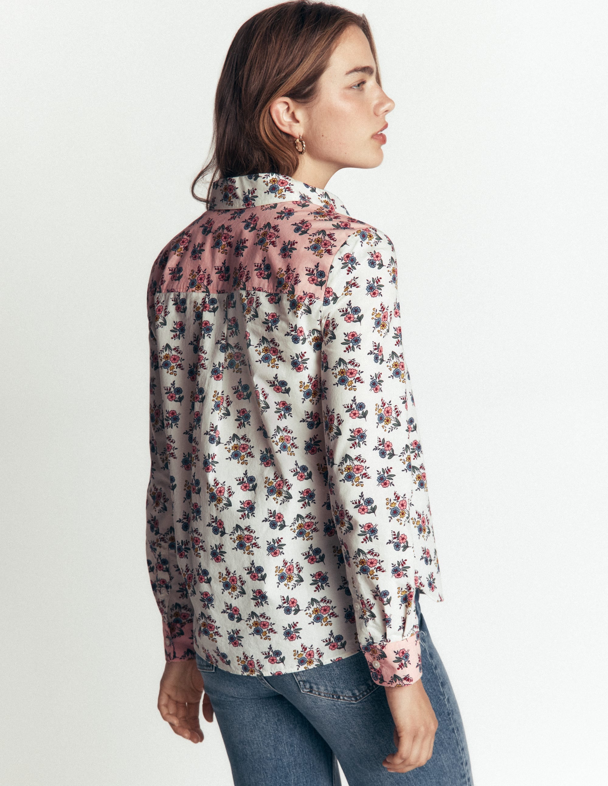The New Sienna Cotton Shirt-Soft Cream, Delicate Garden - Image 3