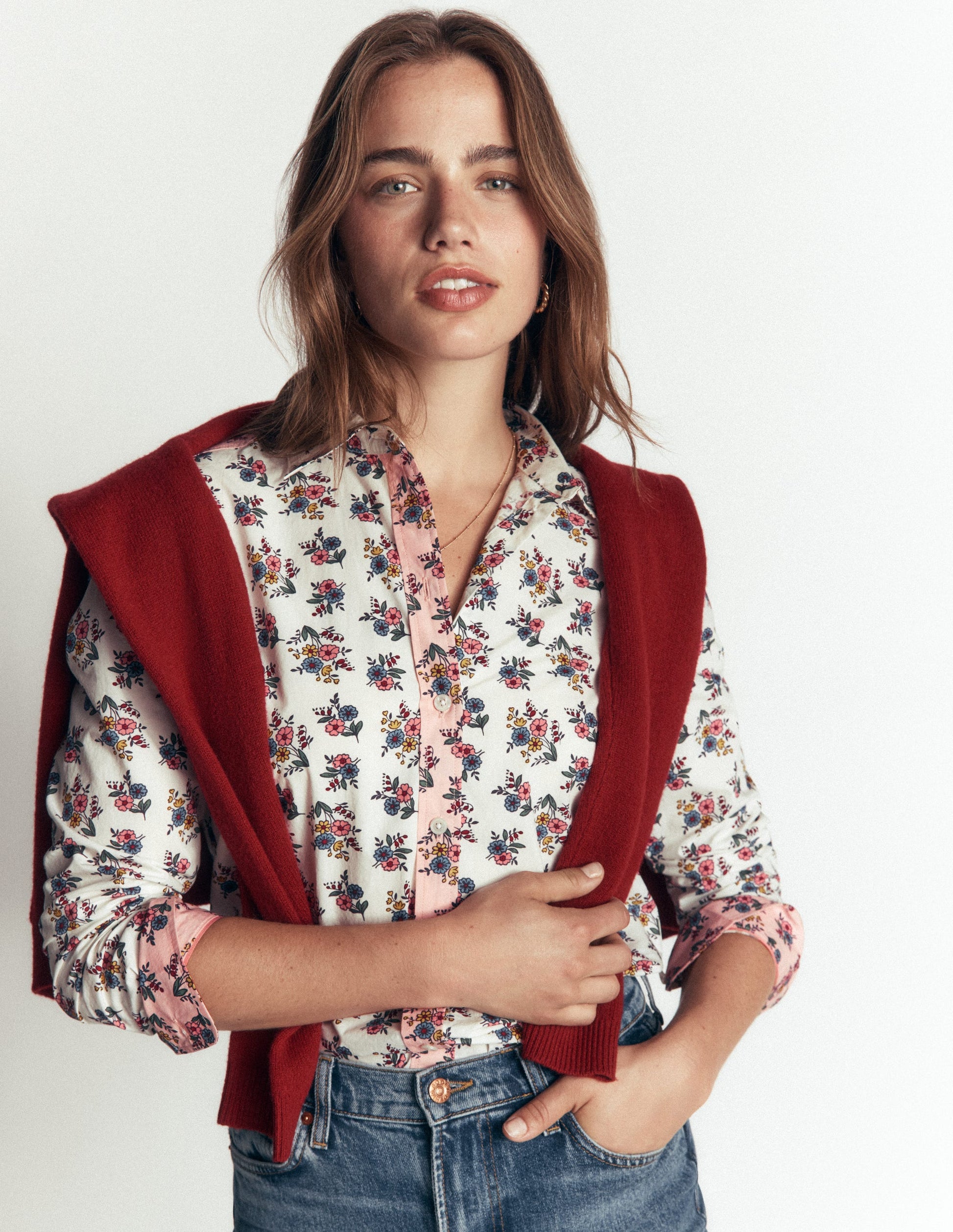 The New Sienna Cotton Shirt-Soft Cream, Delicate Garden-4