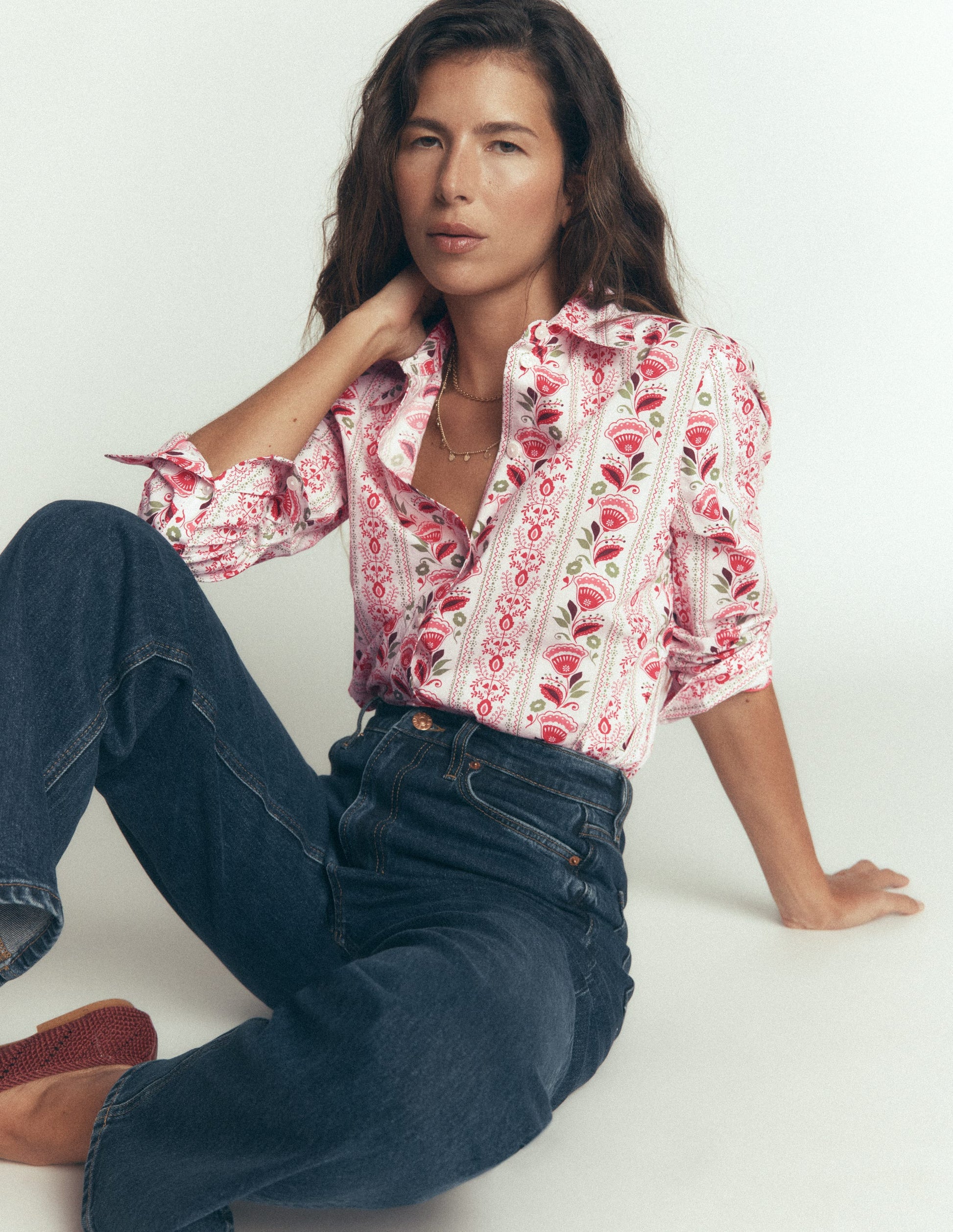 The New Sienna Cotton Shirt-Ivory, Petal Trail-1