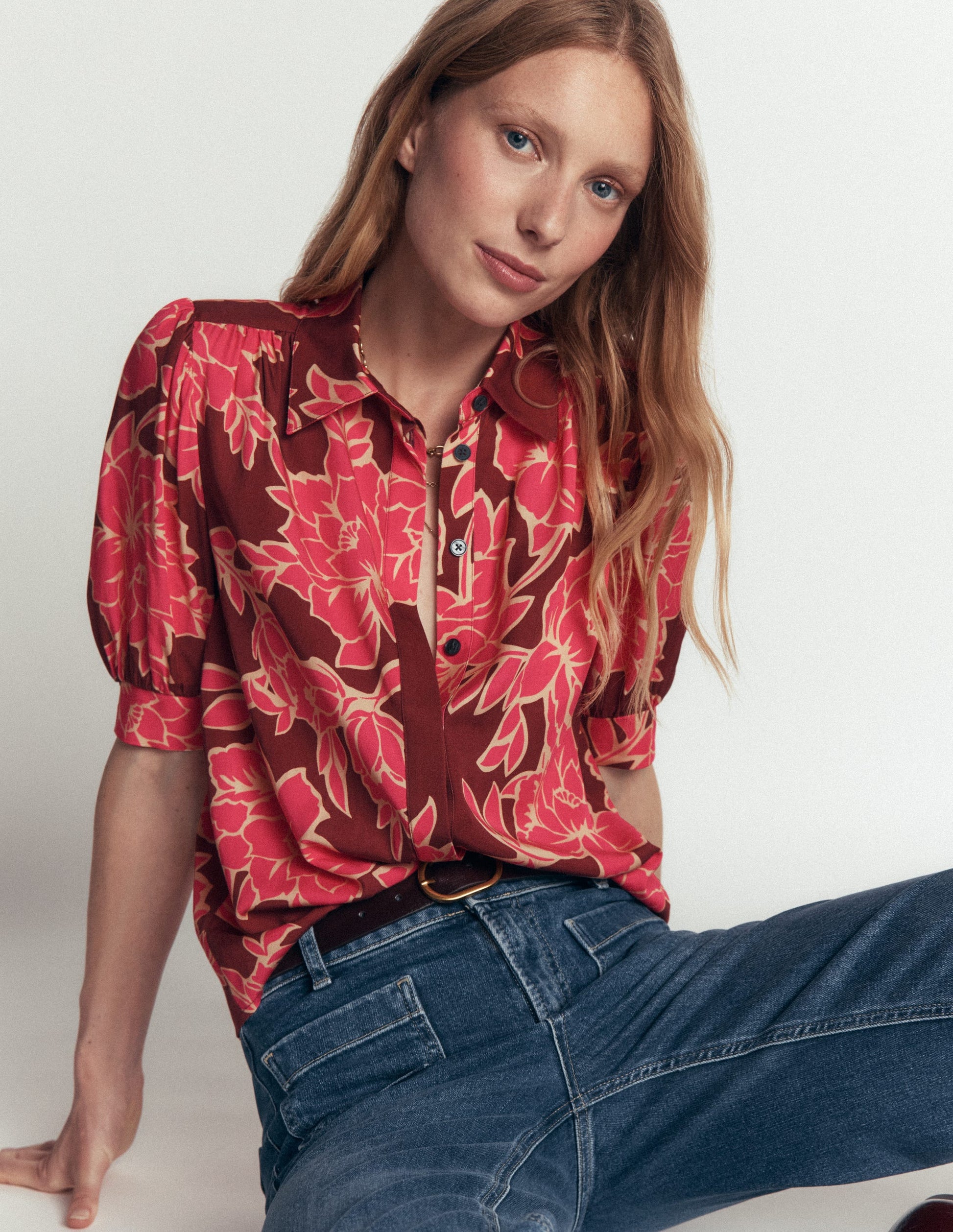 Penelope Viscose Top-Bright Rouge, Enchanted Peony-3