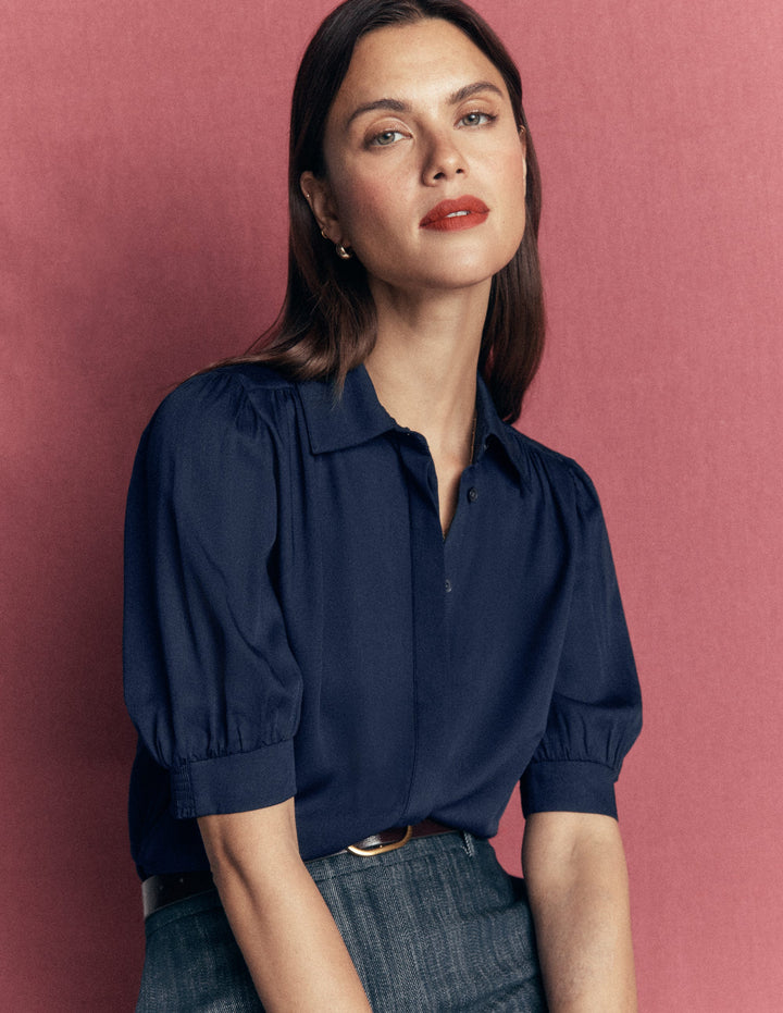 Penelope Viscose Top-French Navy