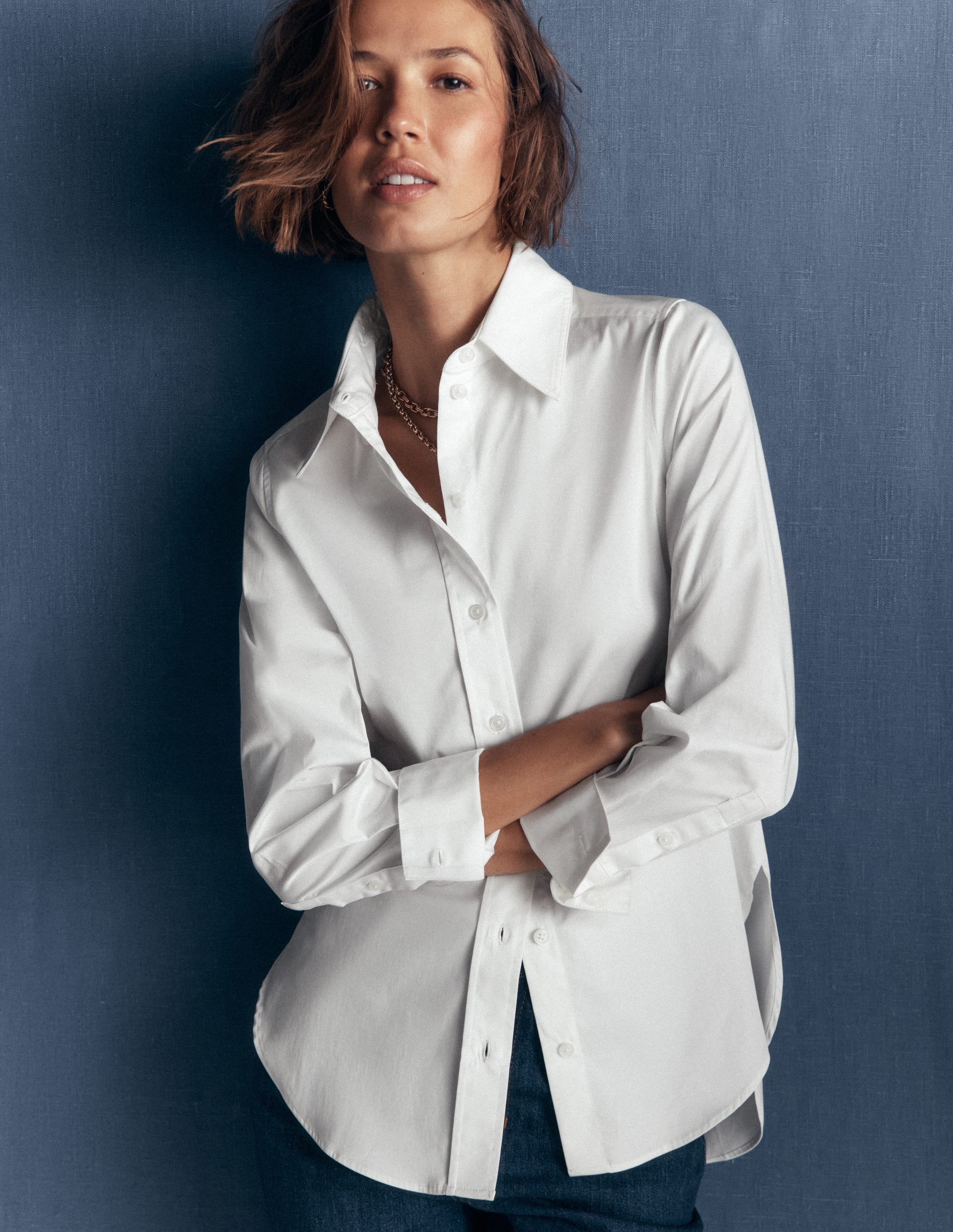 Anna Longline Cotton Shirt-White - Image 4
