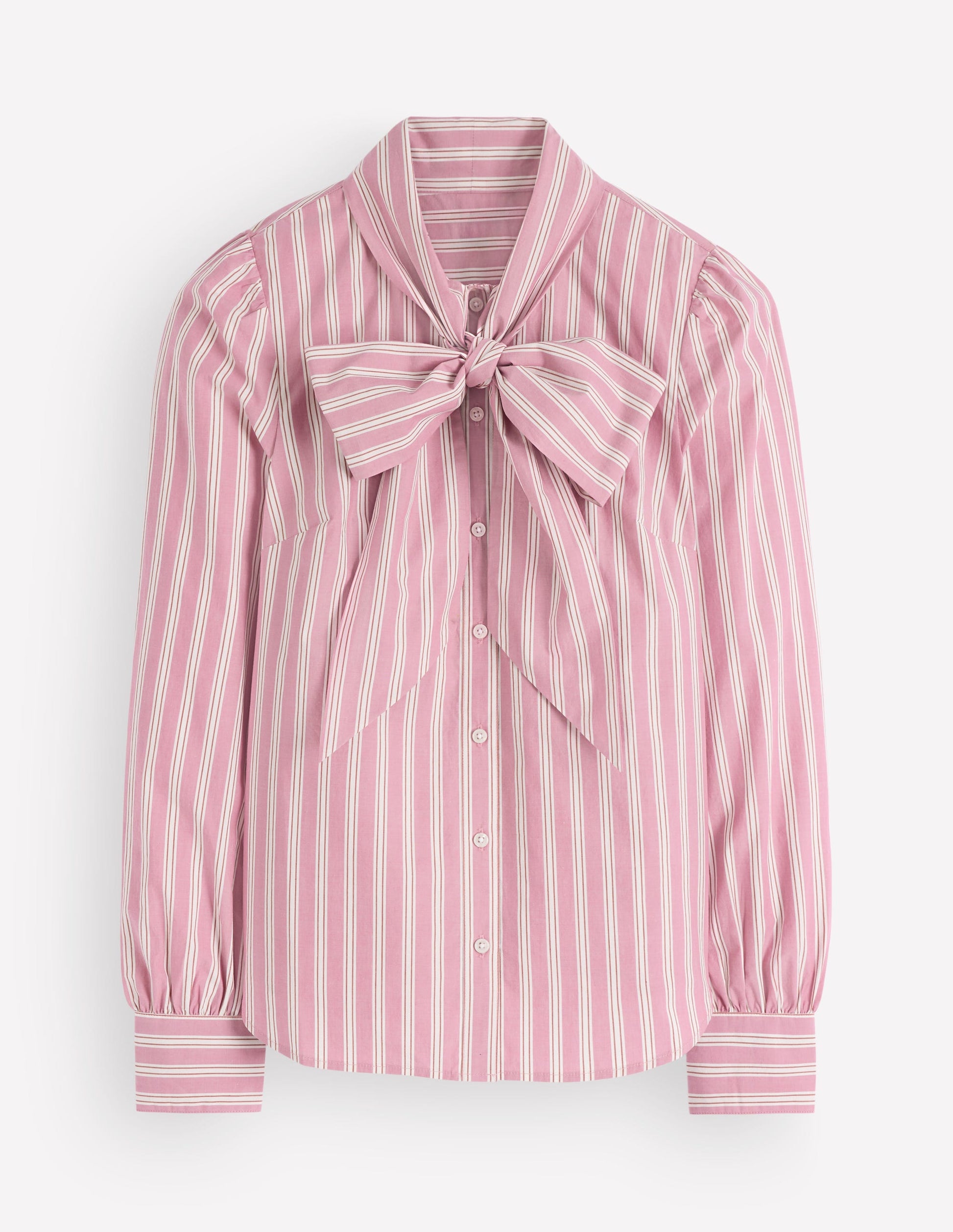 Clara Tie Neck Top-Pink and Brown Stripe-8