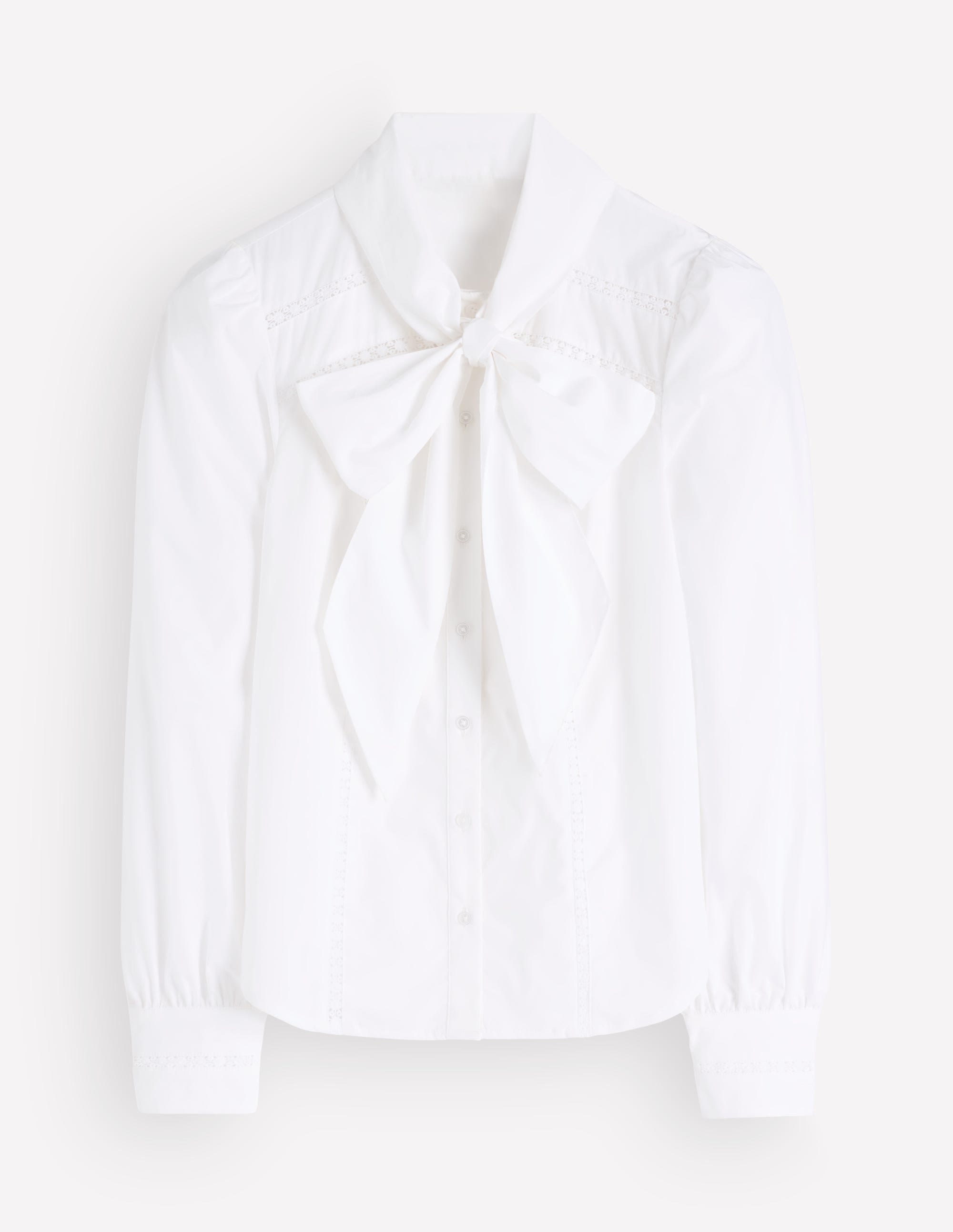Clara Tie Neck Top-White Trim Detail - Image 8