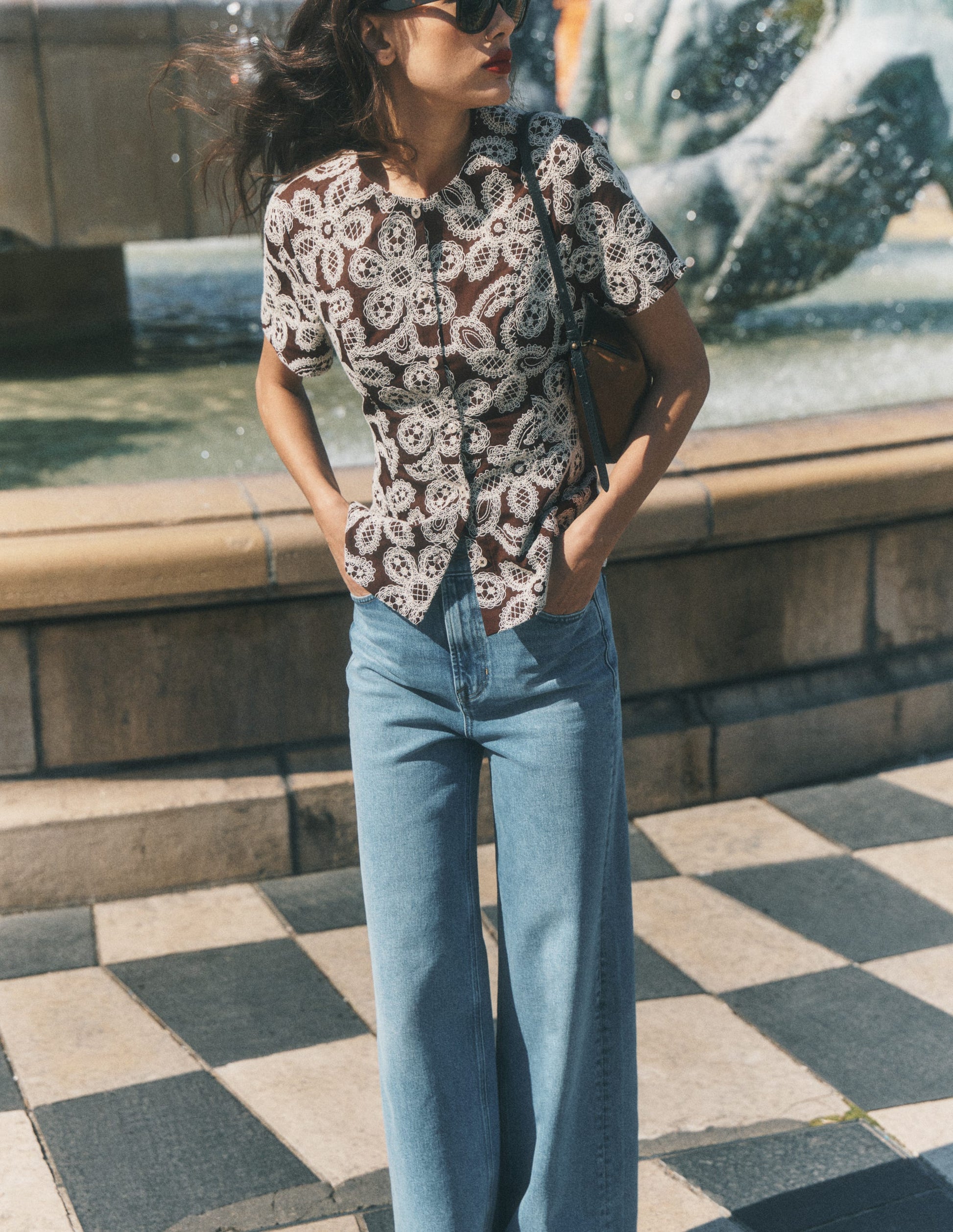 Embroidered Peplum Top-Bitter Chocolate-6