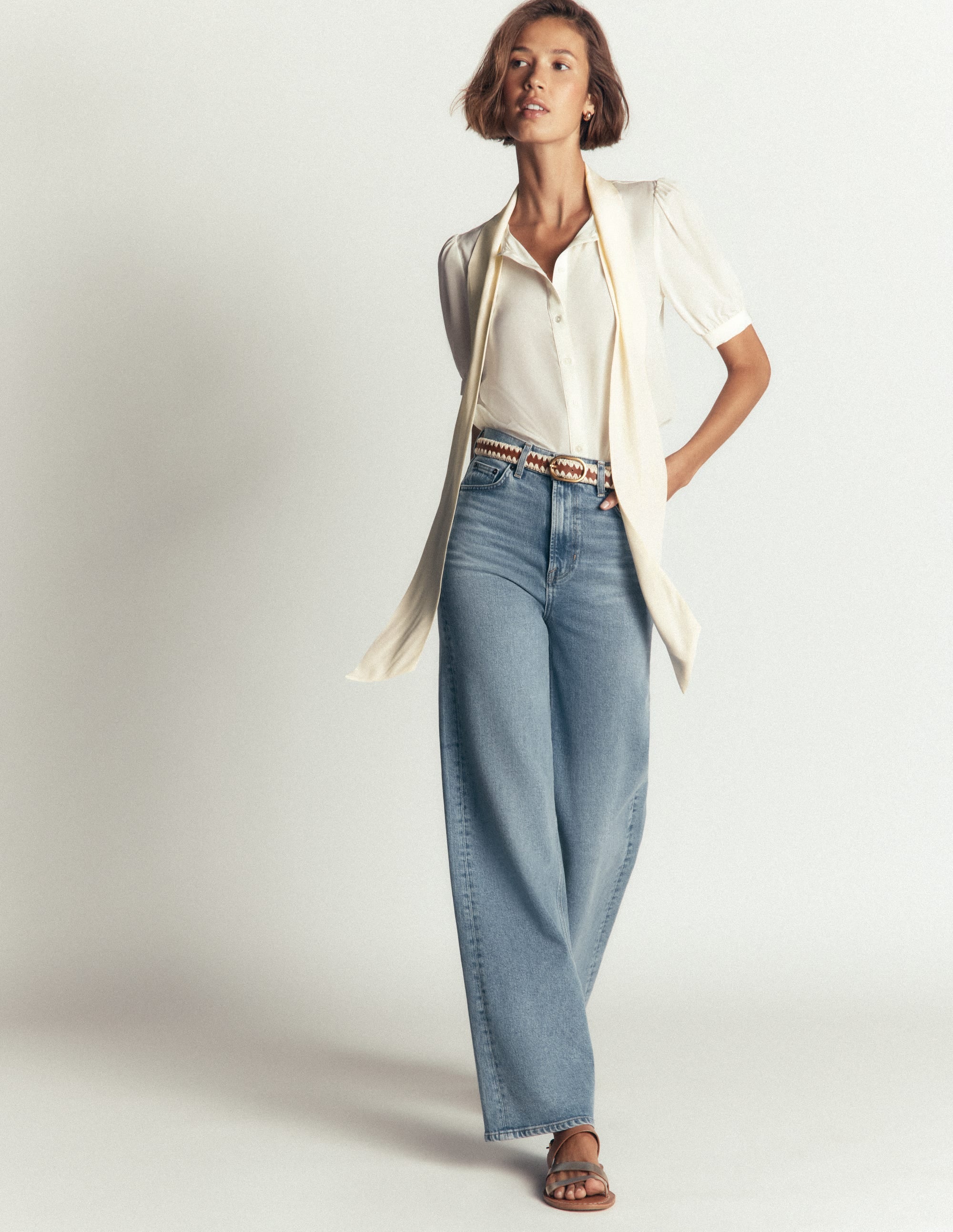 Tie Neck Silk Top-Ivory - Image 5