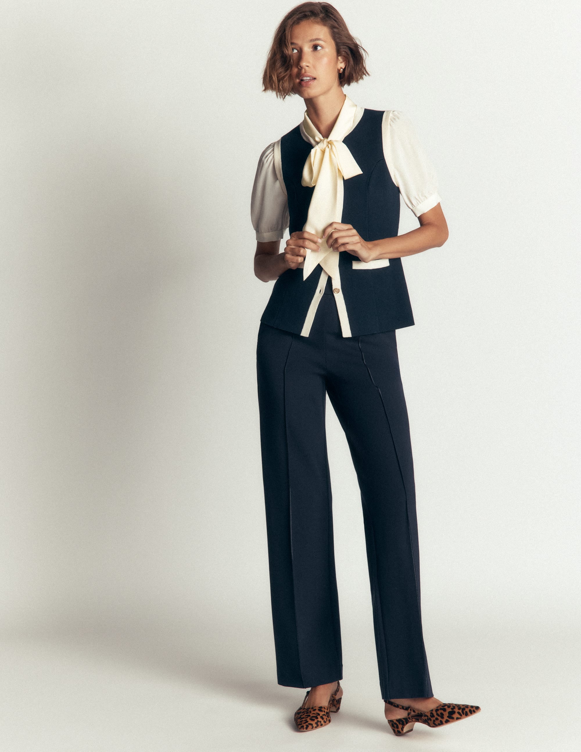 Tie Neck Silk Top-Ivory - Image 7