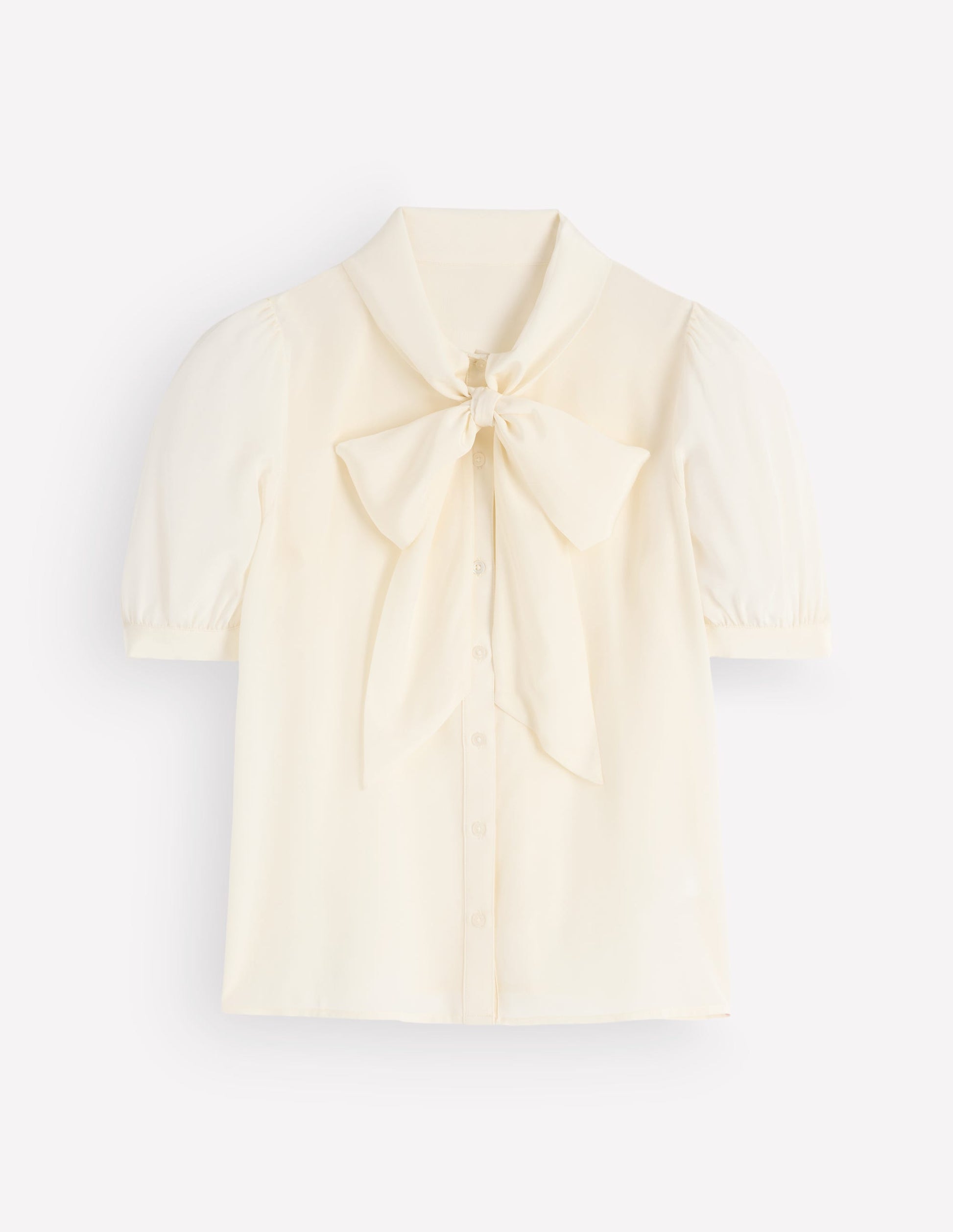 Tie Neck Silk Top-Ivory-8