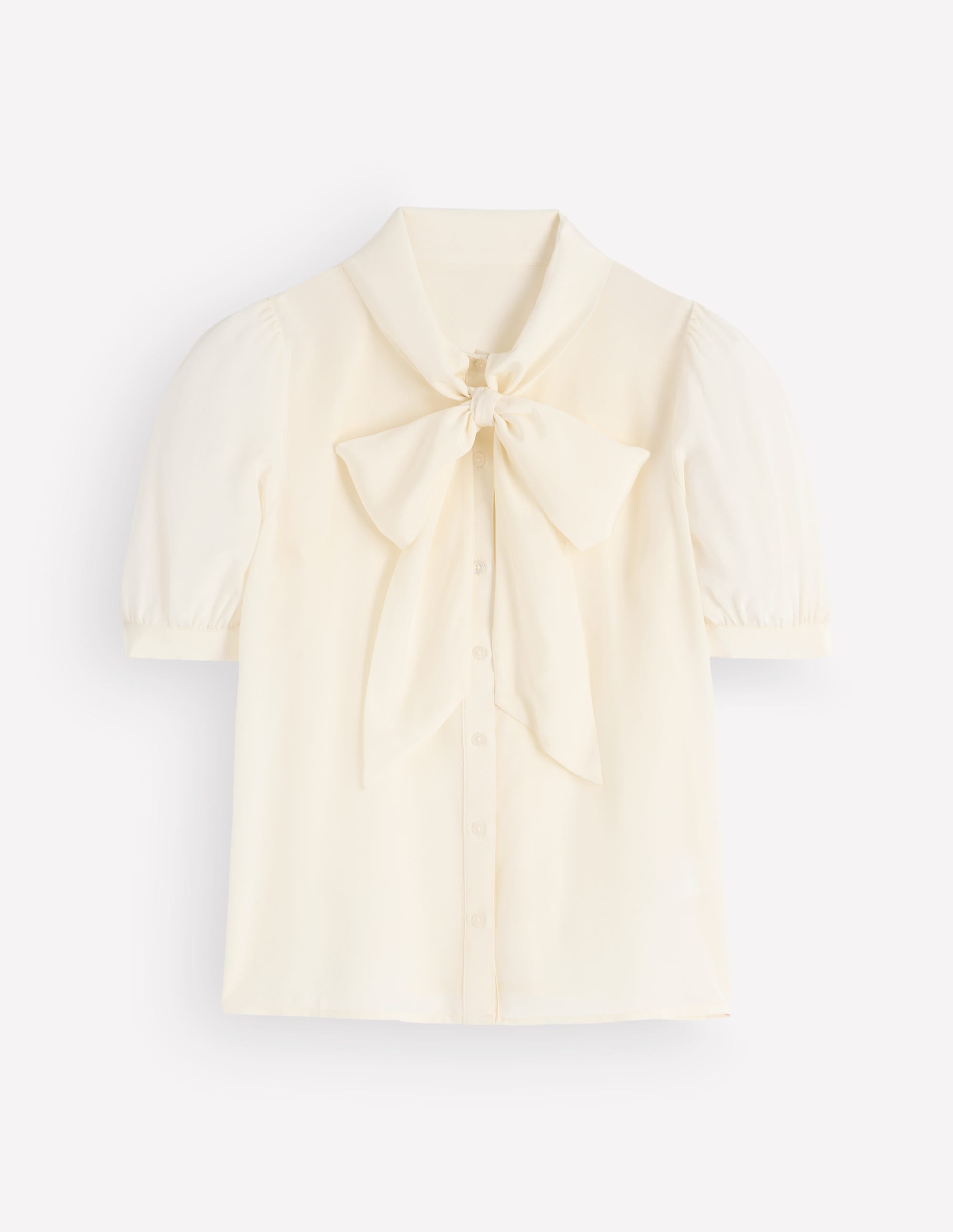 Tie Neck Silk Top-Ivory - Image 8