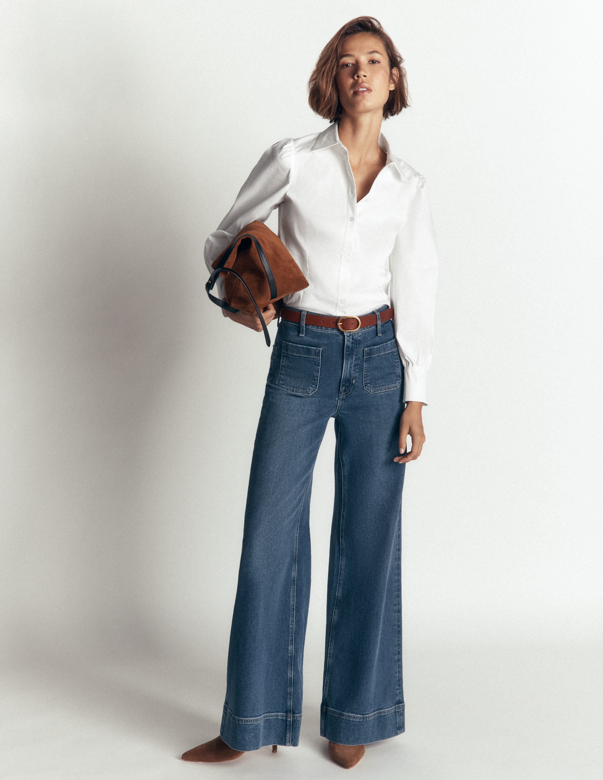 Volume Sleeve Shirt-White - Image 1
