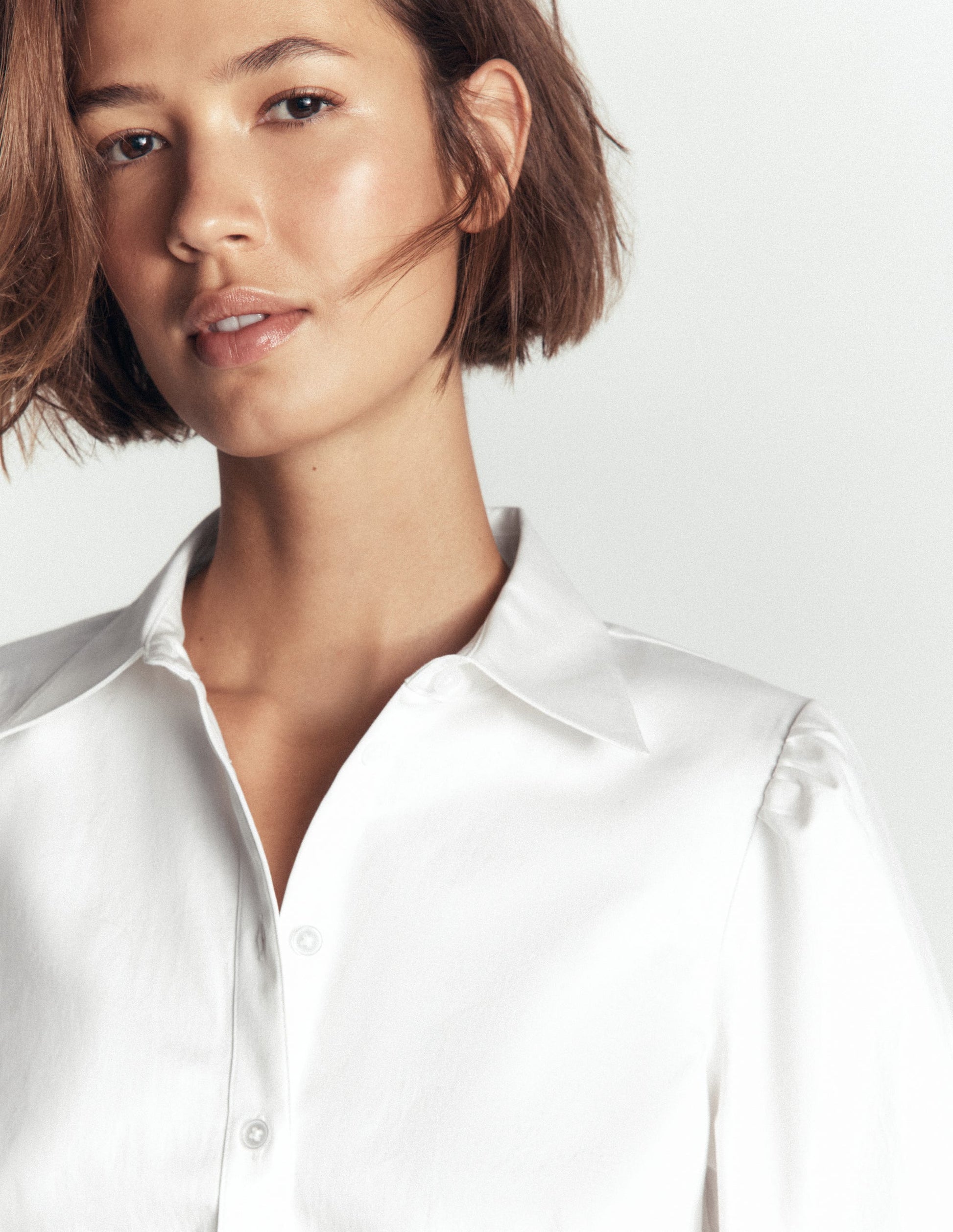 Volume Sleeve Shirt-White-2