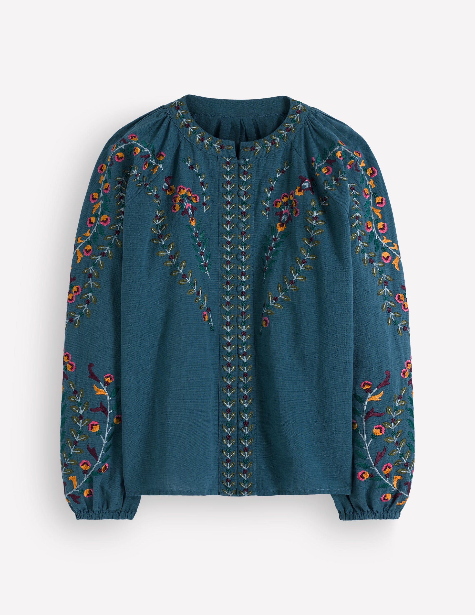 Raglan Embroidered Top-Mid Blue-8