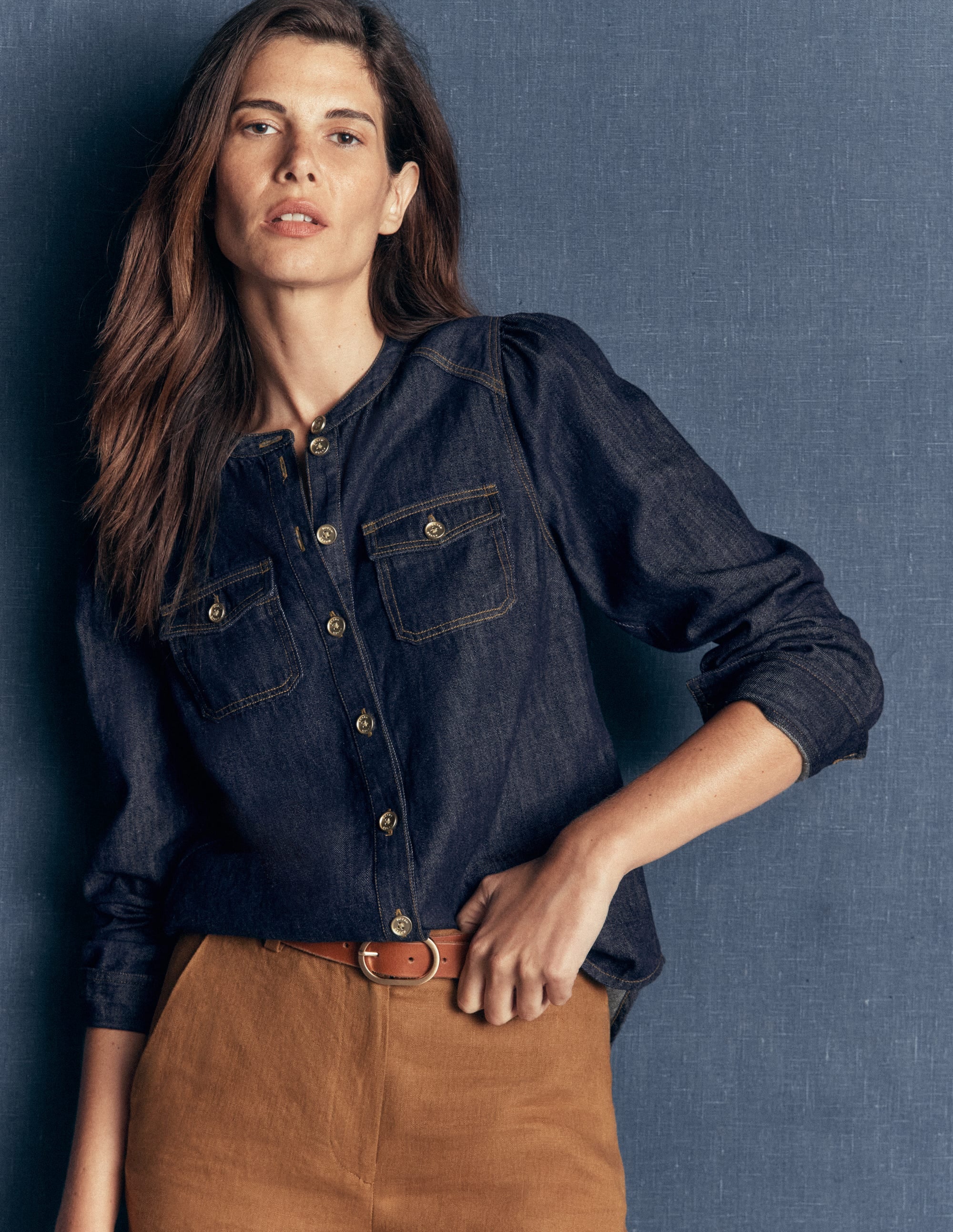 Thea Denim Shirt-Dark Indigo - Image 1