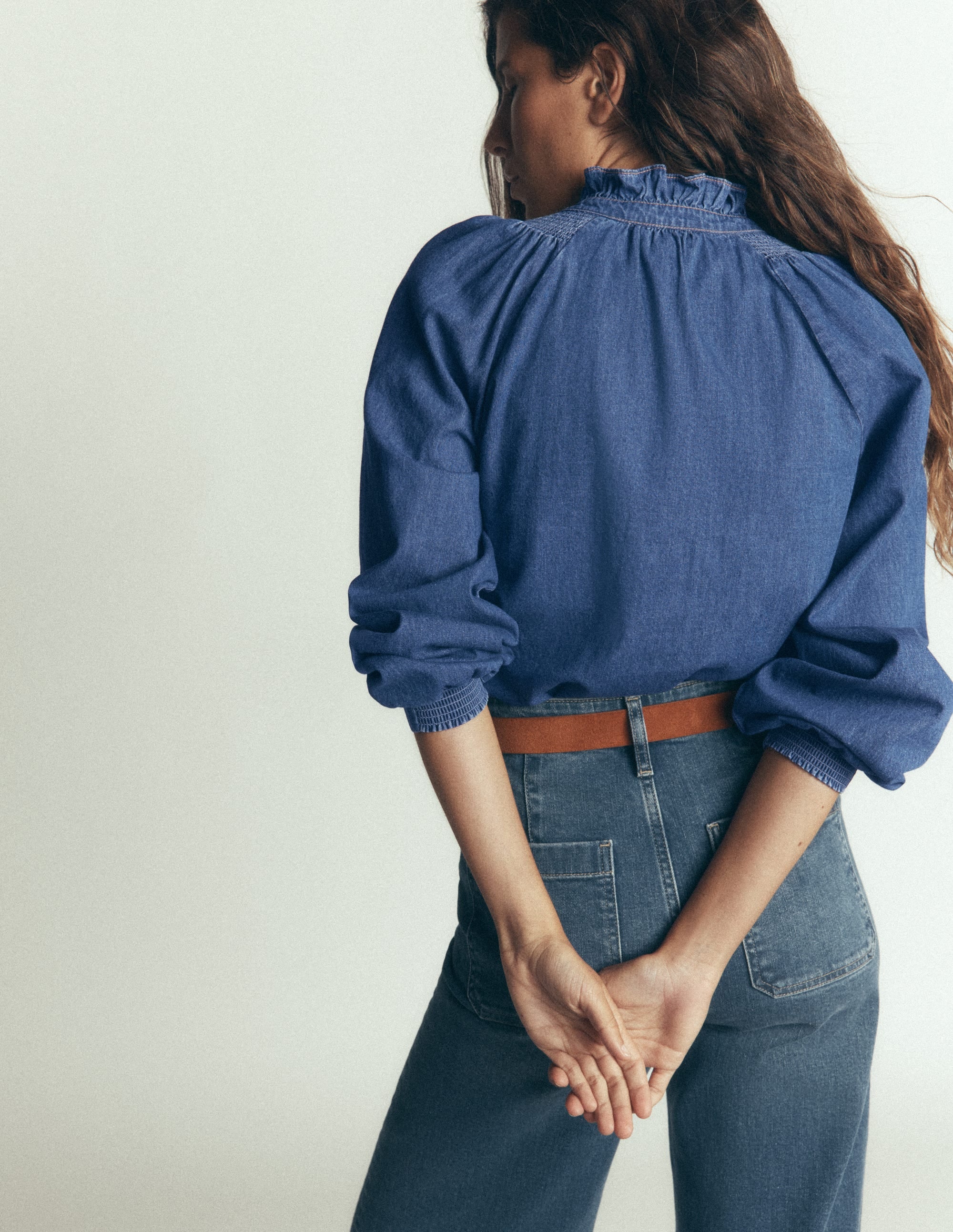 Erica Denim Frill Top-Mid Vintage - Image 3