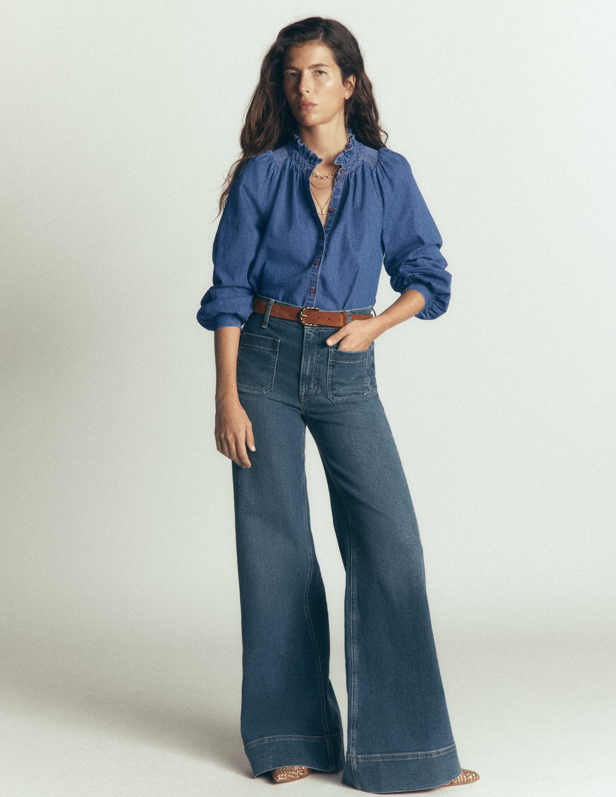 Erica Denim Frill Top-Mid Vintage - Image 5