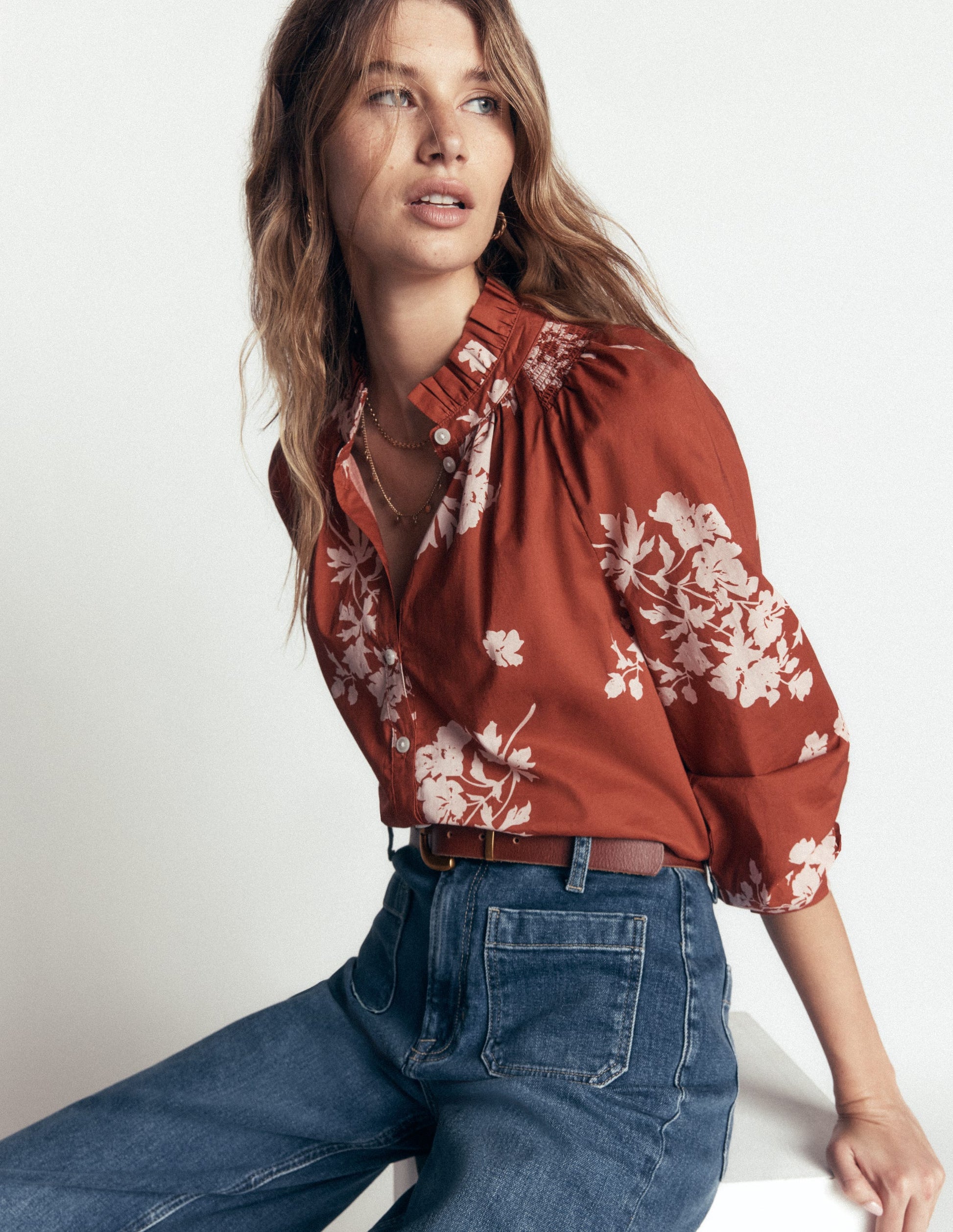 Erica Cotton Frill Top-Arabian Spice, Flecked Bunch-1
