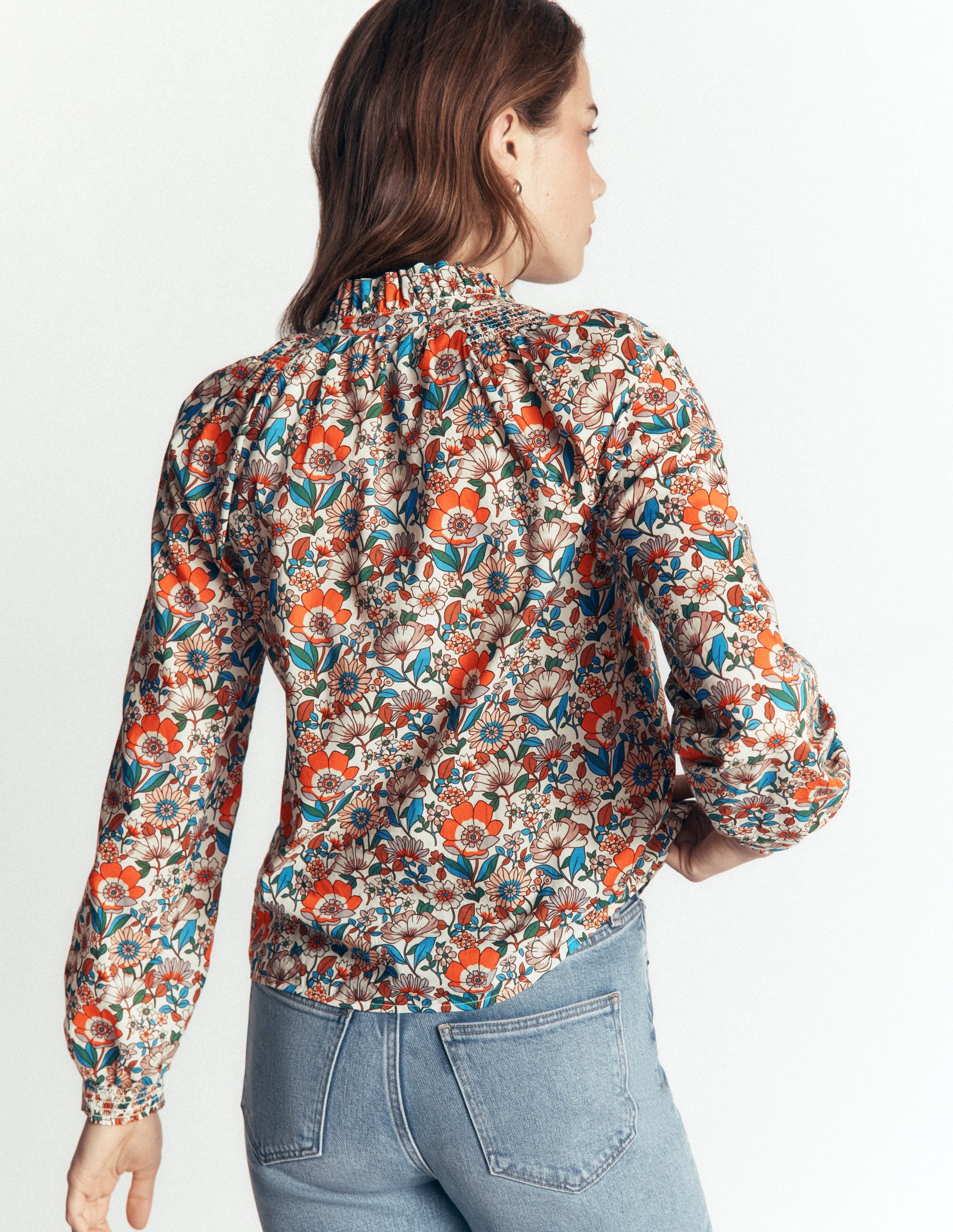 Erica Cotton Frill Top-White Cross Stitch Floral - Image 3