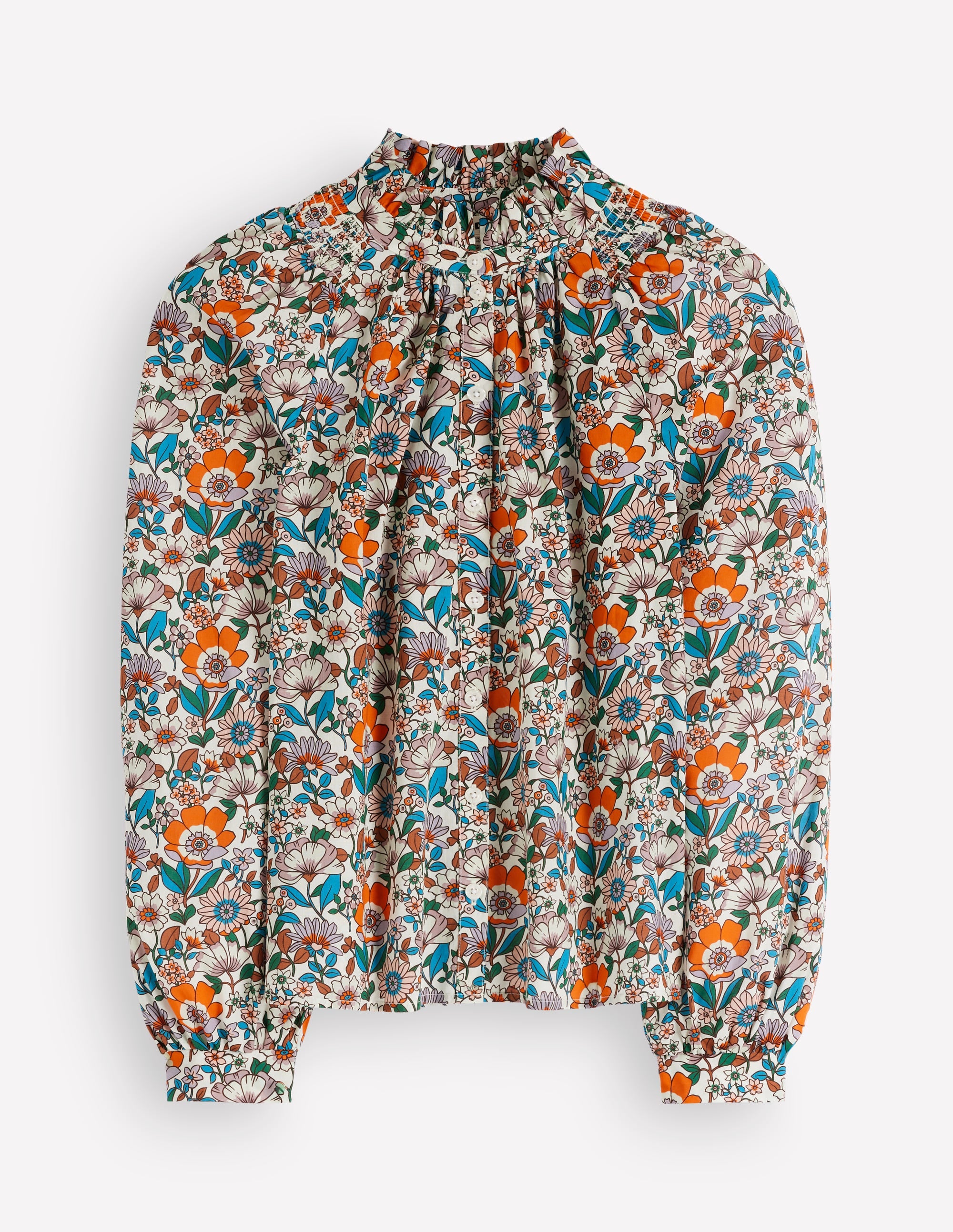 Erica Cotton Frill Top-Ivory, Floral Field - Image 9