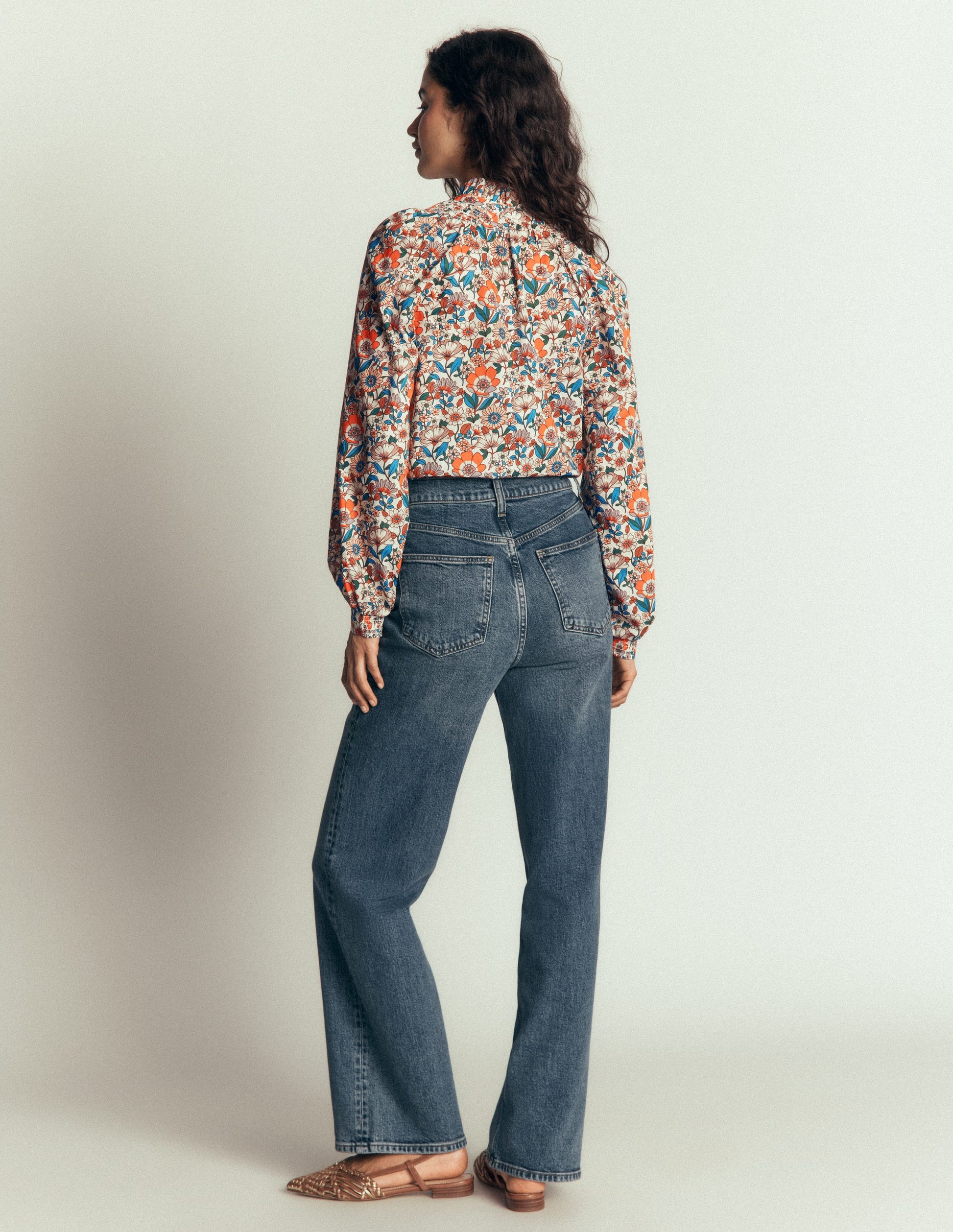Erica Cotton Frill Top-Ivory, Floral Field-8
