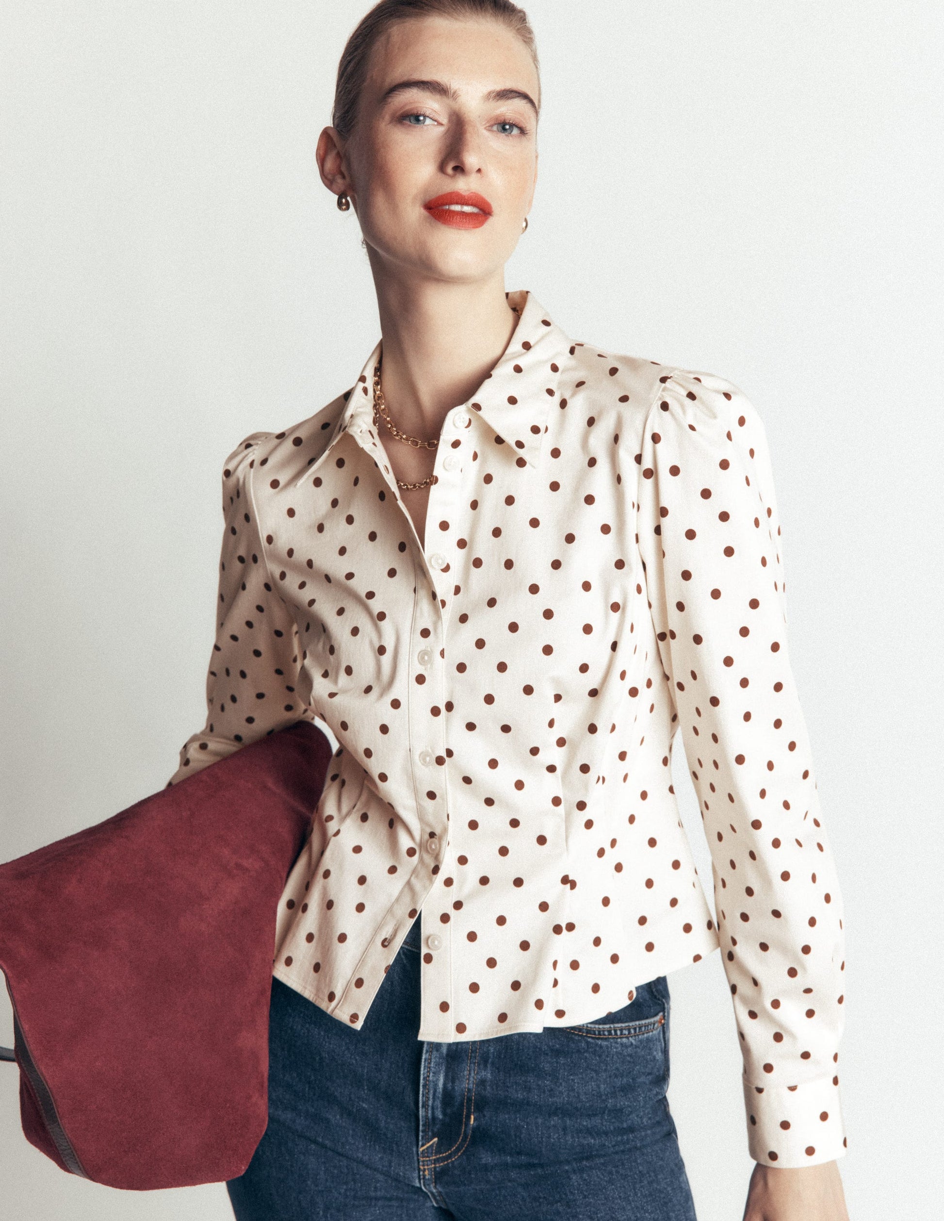 Julia Darted Cotton Shirt-Ivory, Boden Spot-4