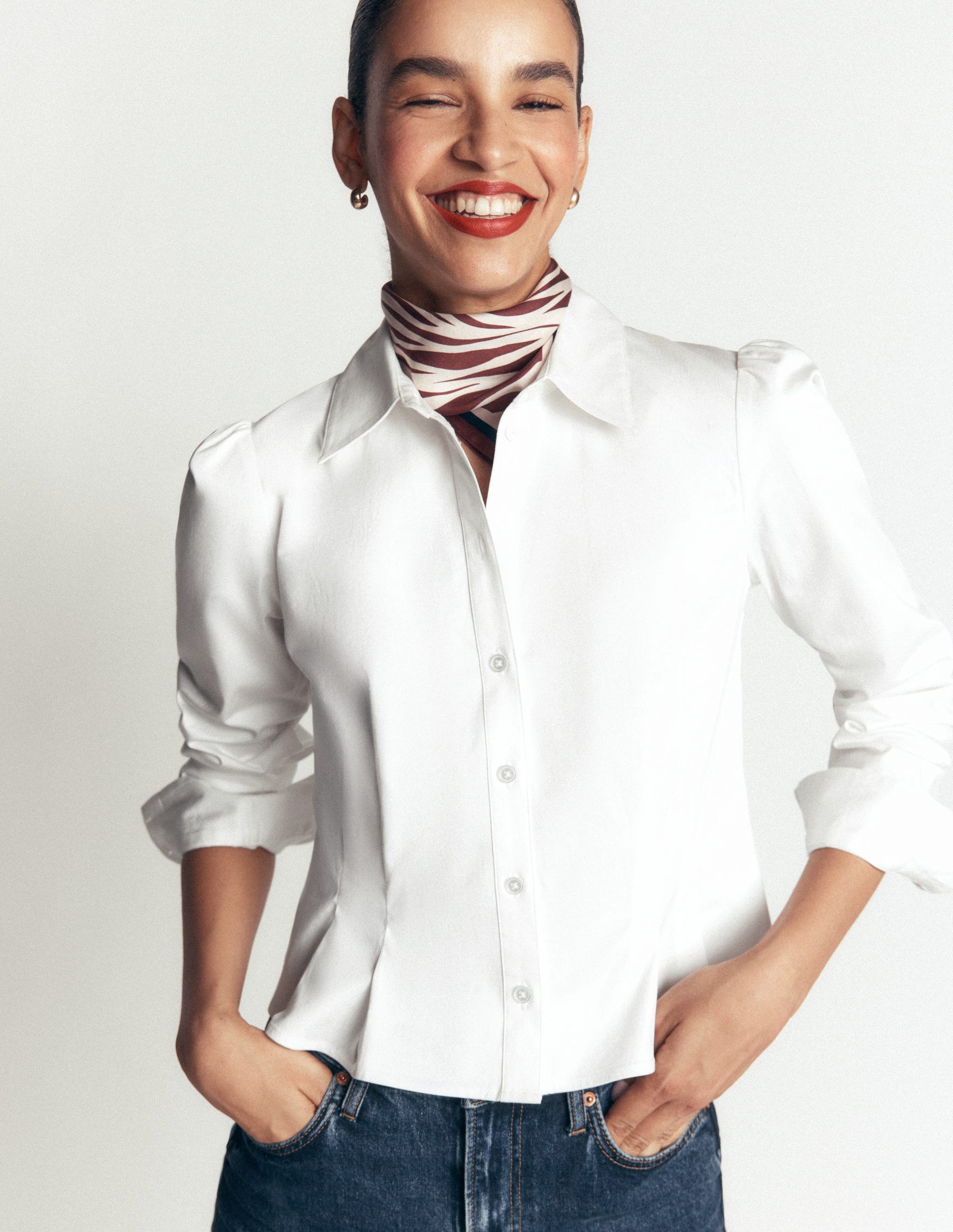 Julia Darted Cotton Shirt-White-4