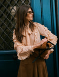 Ruffled Georgette Top-Soft Peach